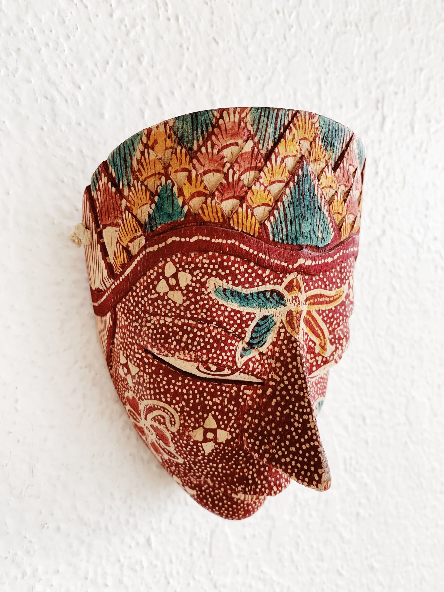 Vintage Hand Painted Carved Wood Mask