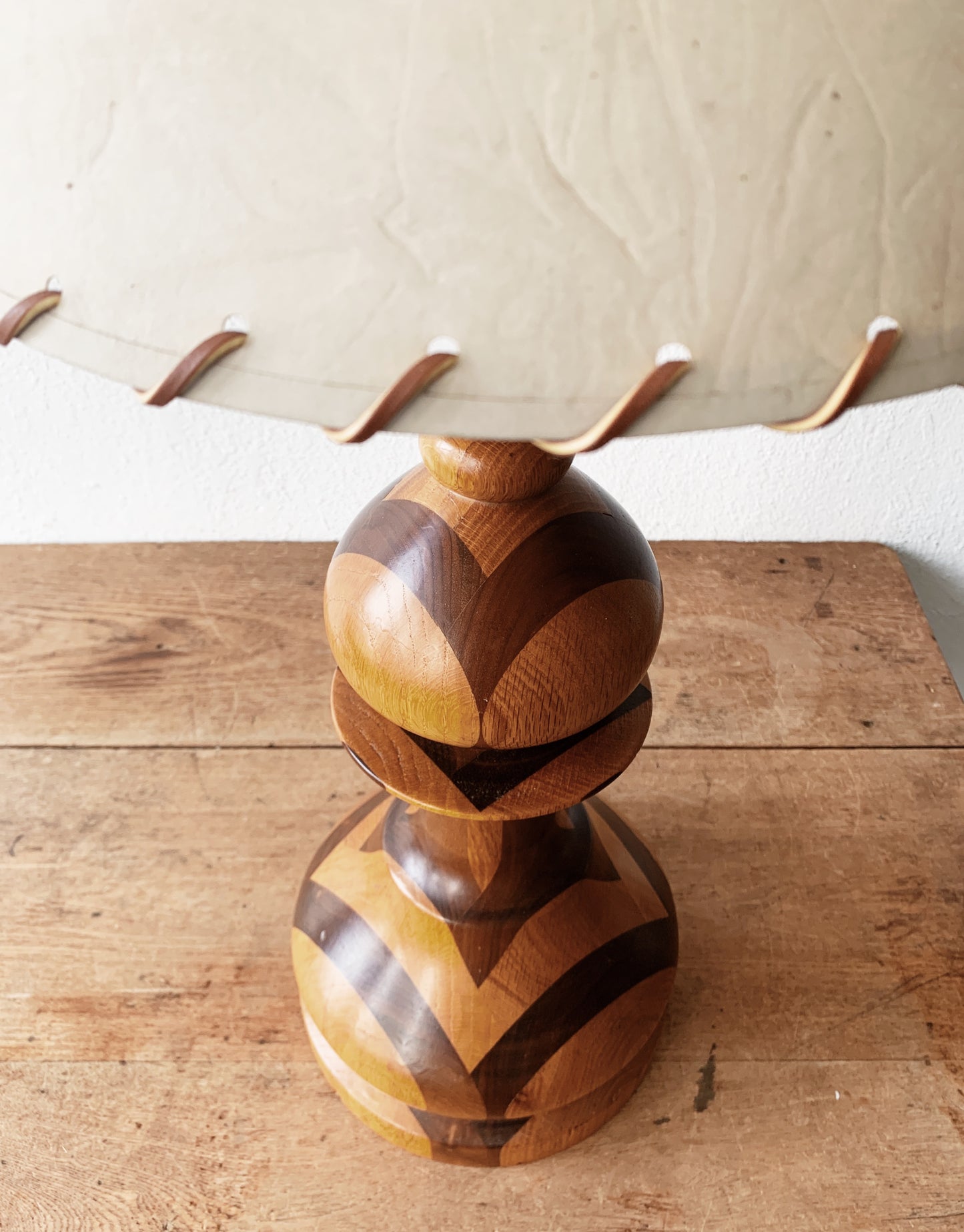 KIM 1970’s Handmade Wood Inlay Lamp