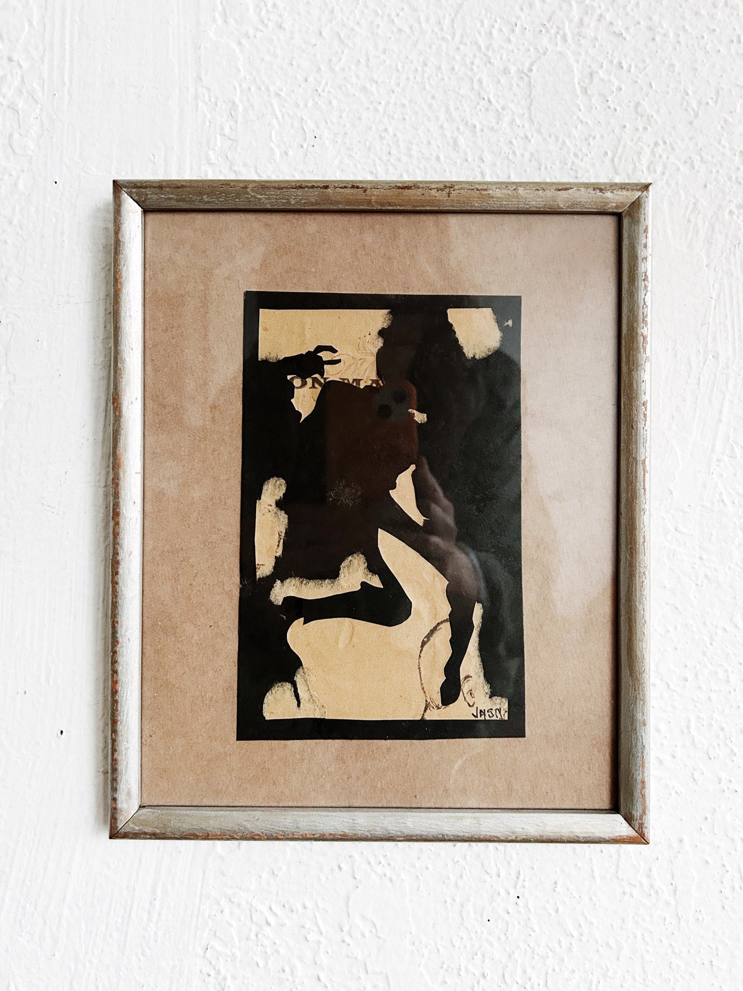 Vintage Framed Abstract India Ink