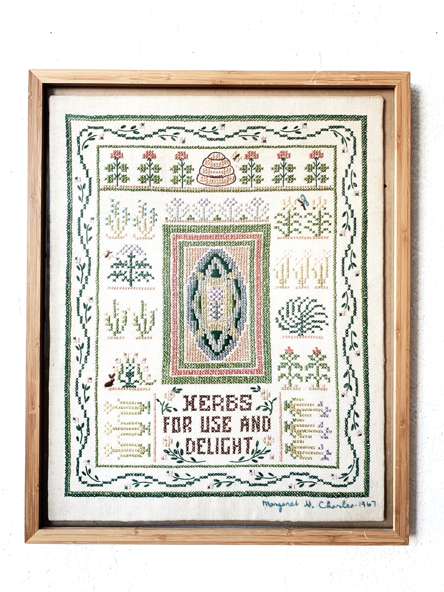 1960’s Herbs Needlepoint Framed