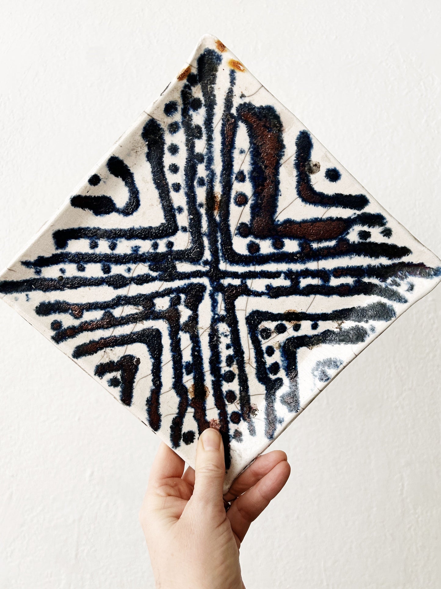 Vintage Hand Made Raku Art Plate