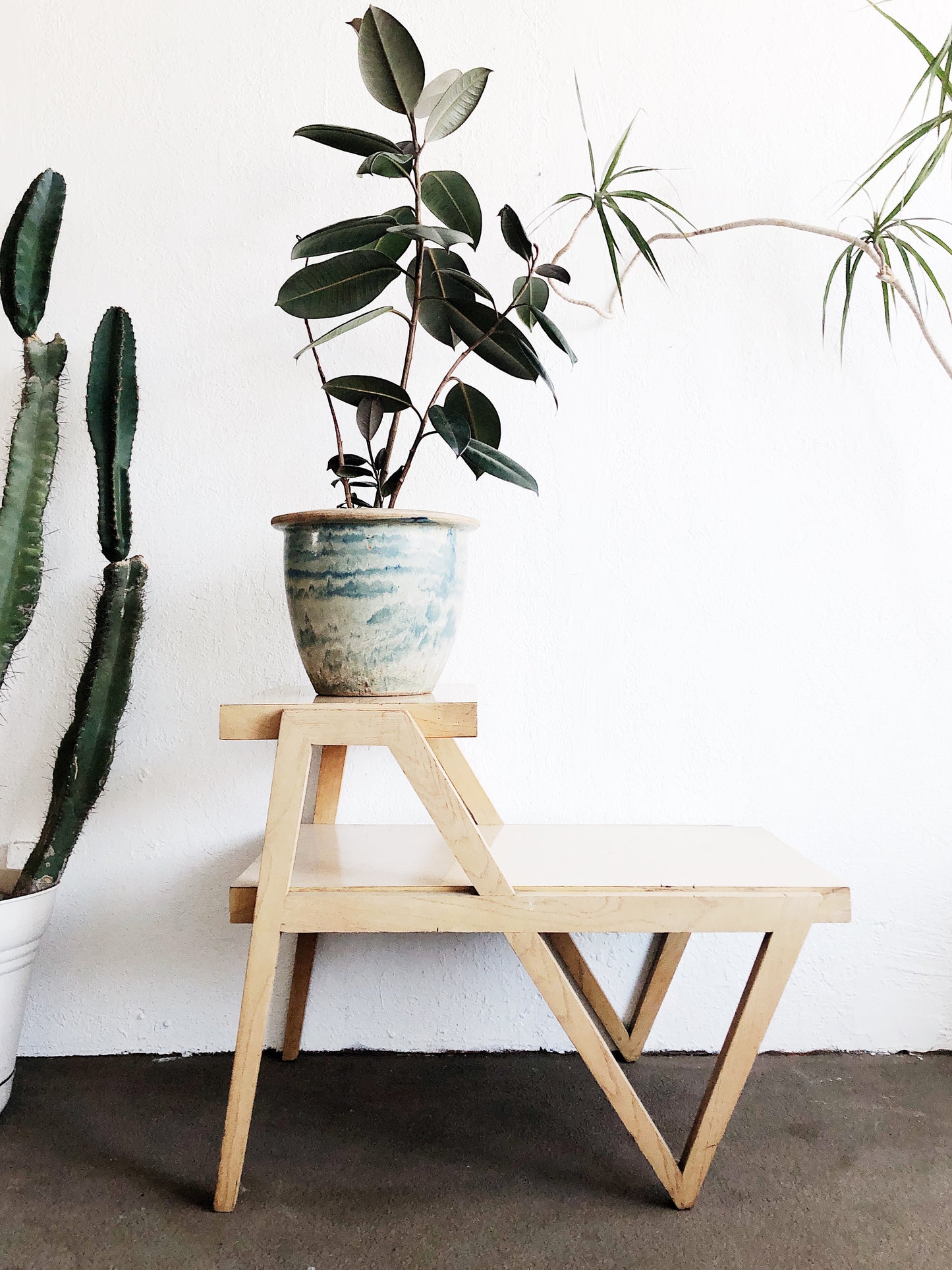 Vintage Mid Century Geometric Side Table