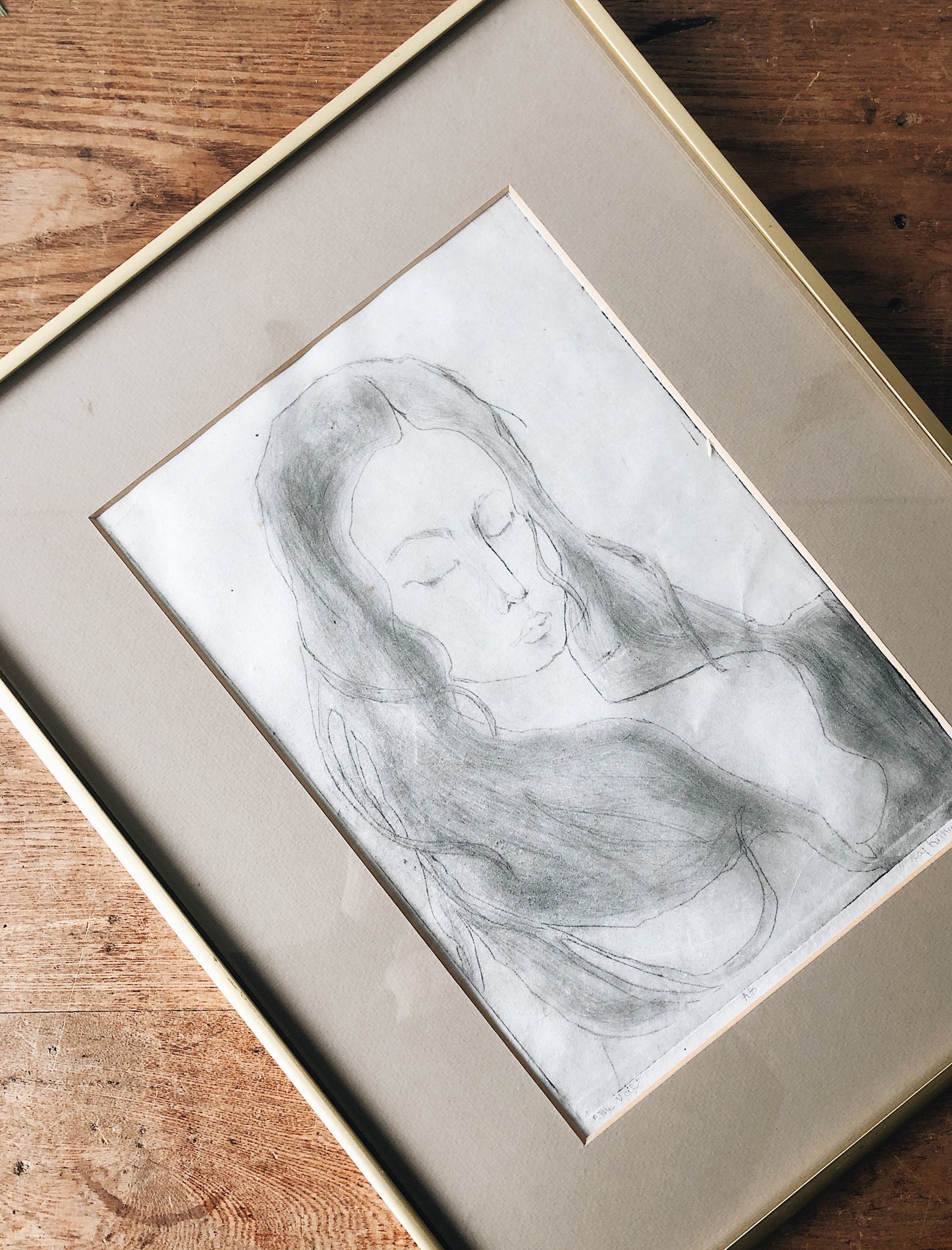 Vintage Original Portrait Etching