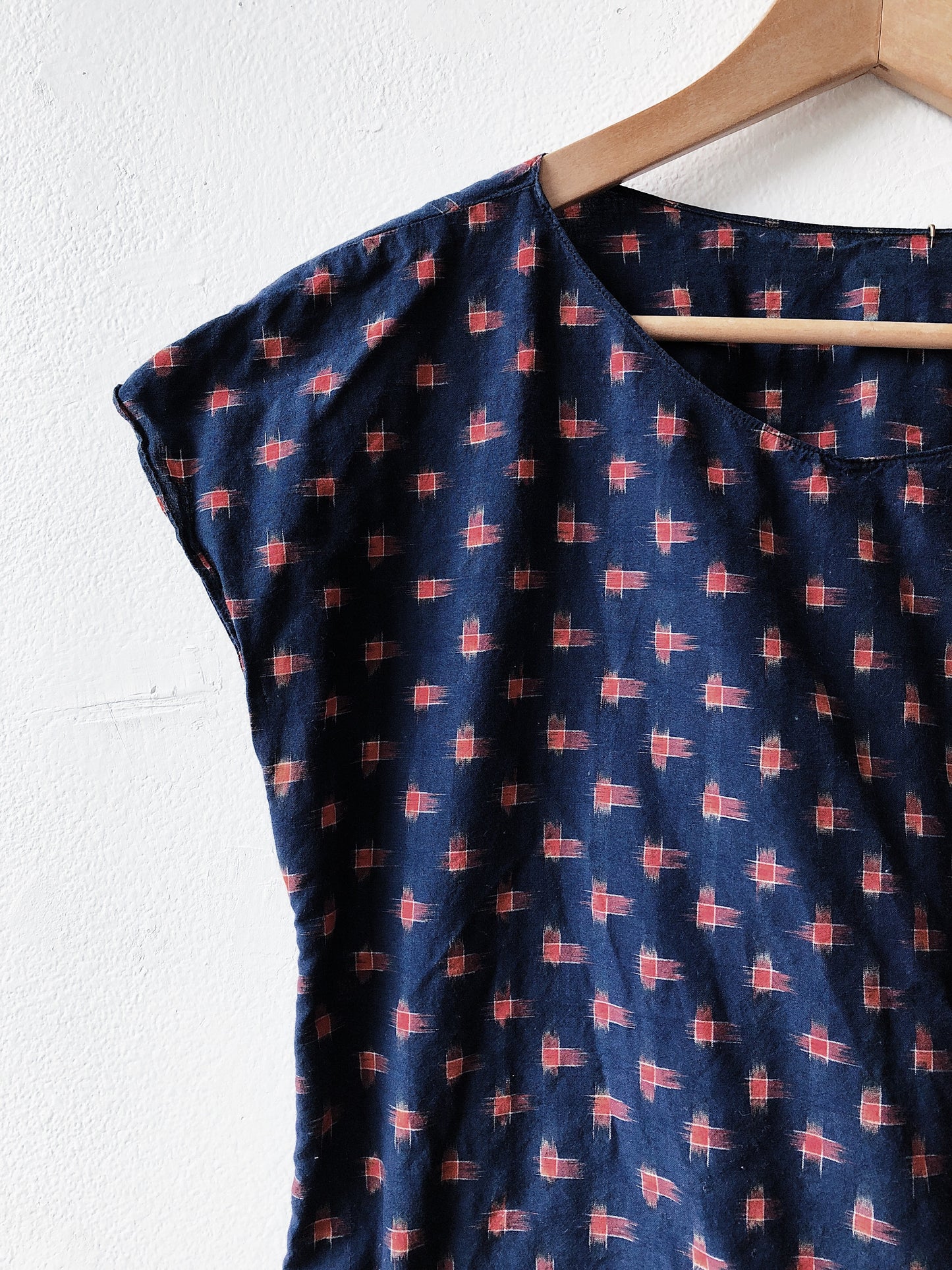 Indigo Ikat Smock Top