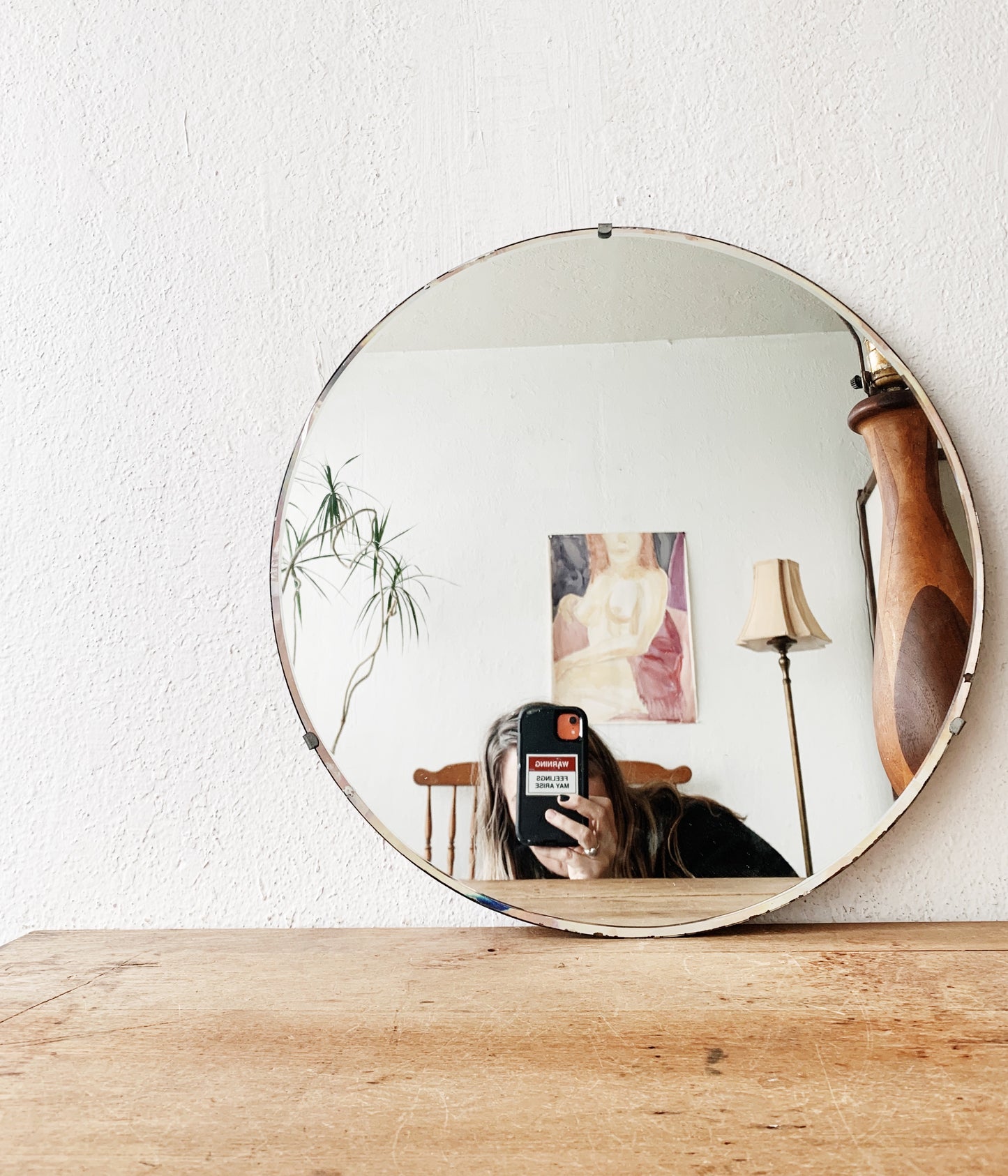 Vintage Round Beveled Mirror