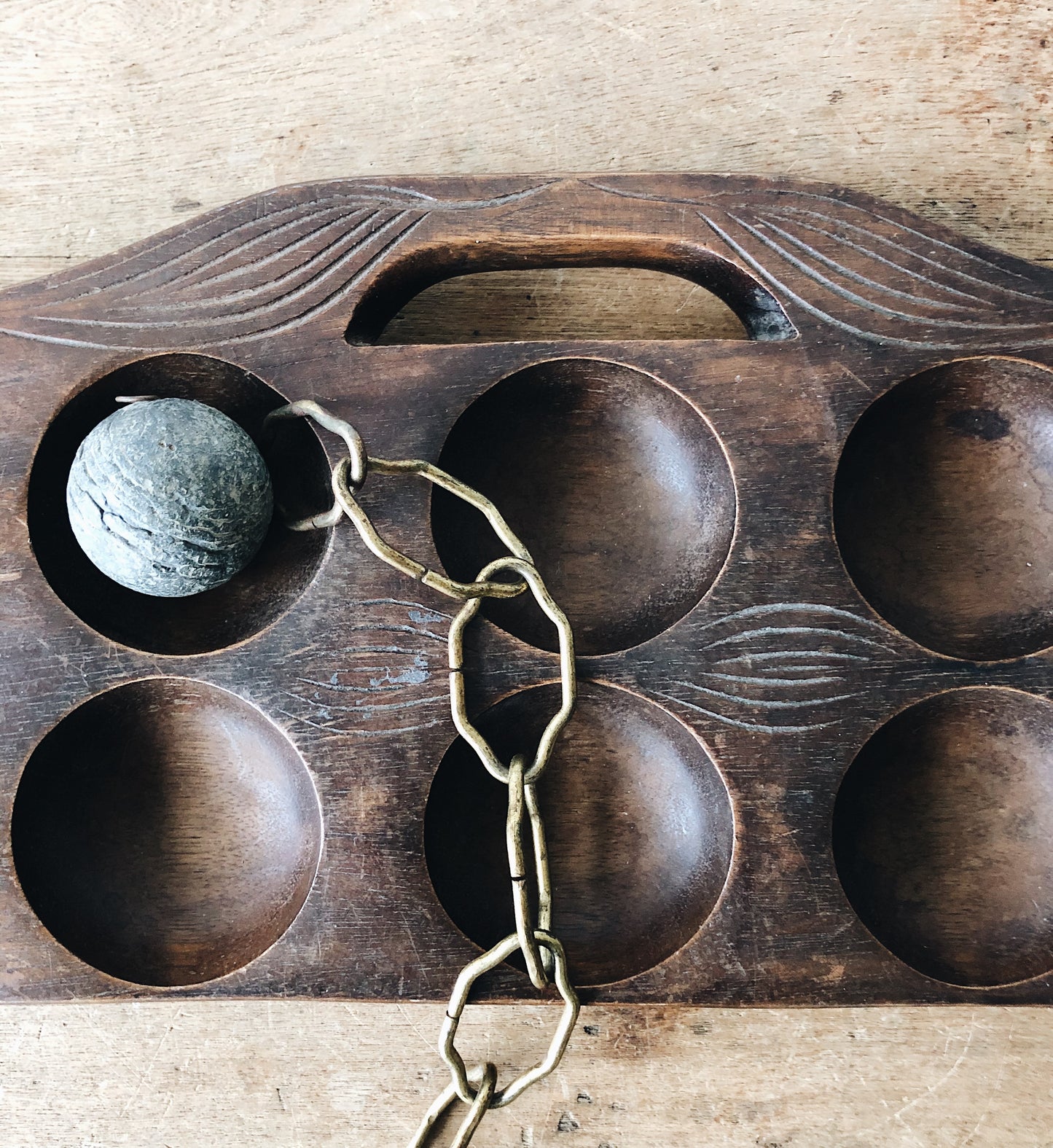Giant Carved Mancala Board