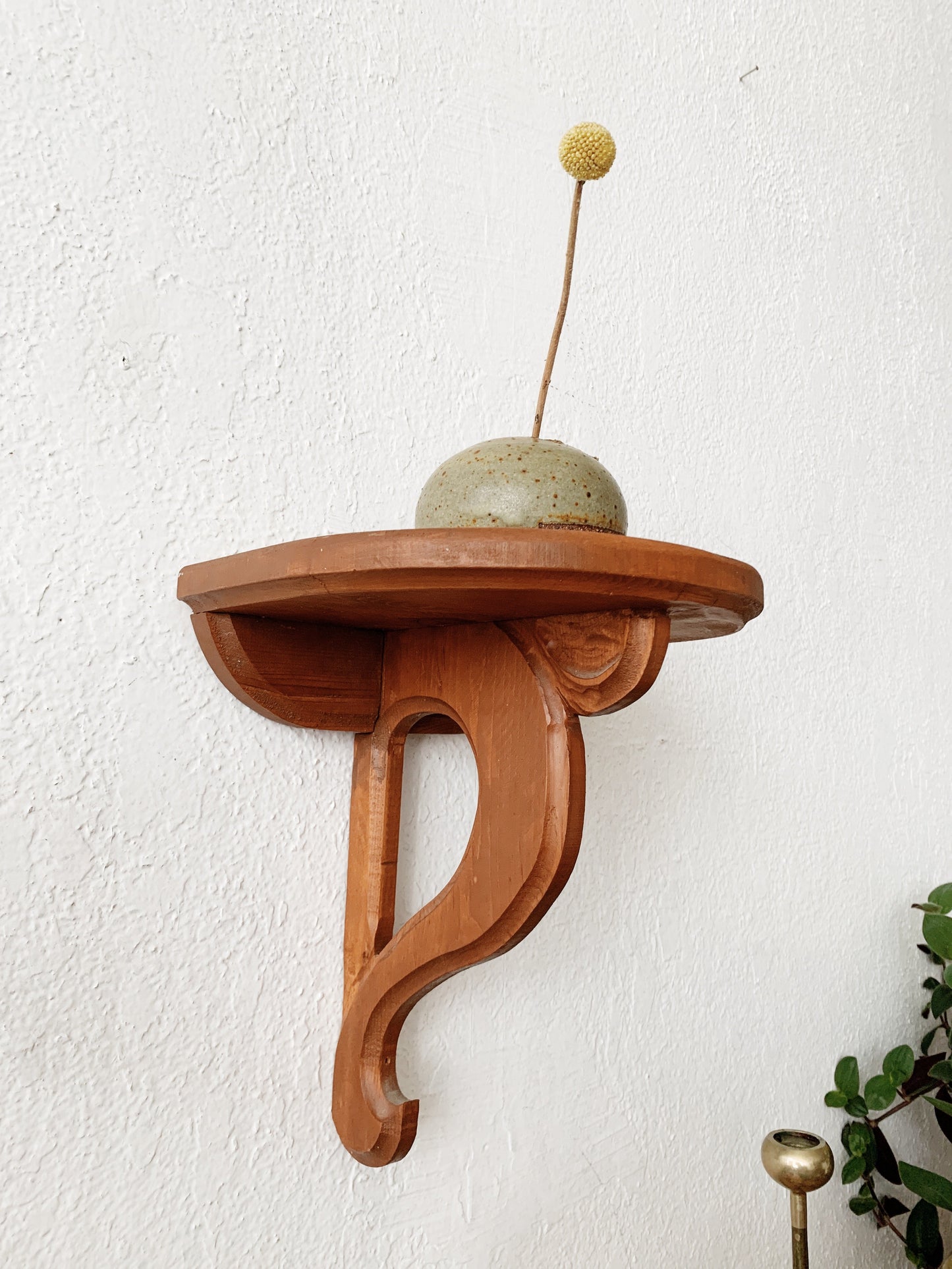 Vintage Carved Wood Wall Shelf