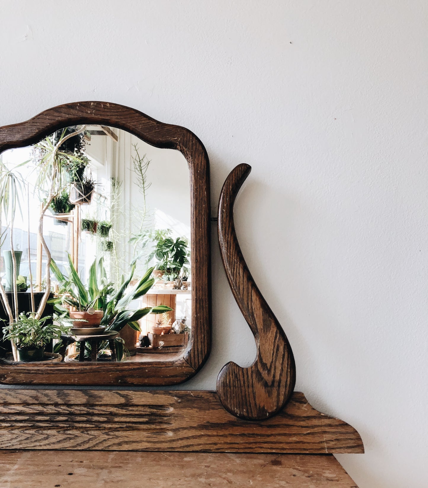 Vintage Oak Vanity Mirror