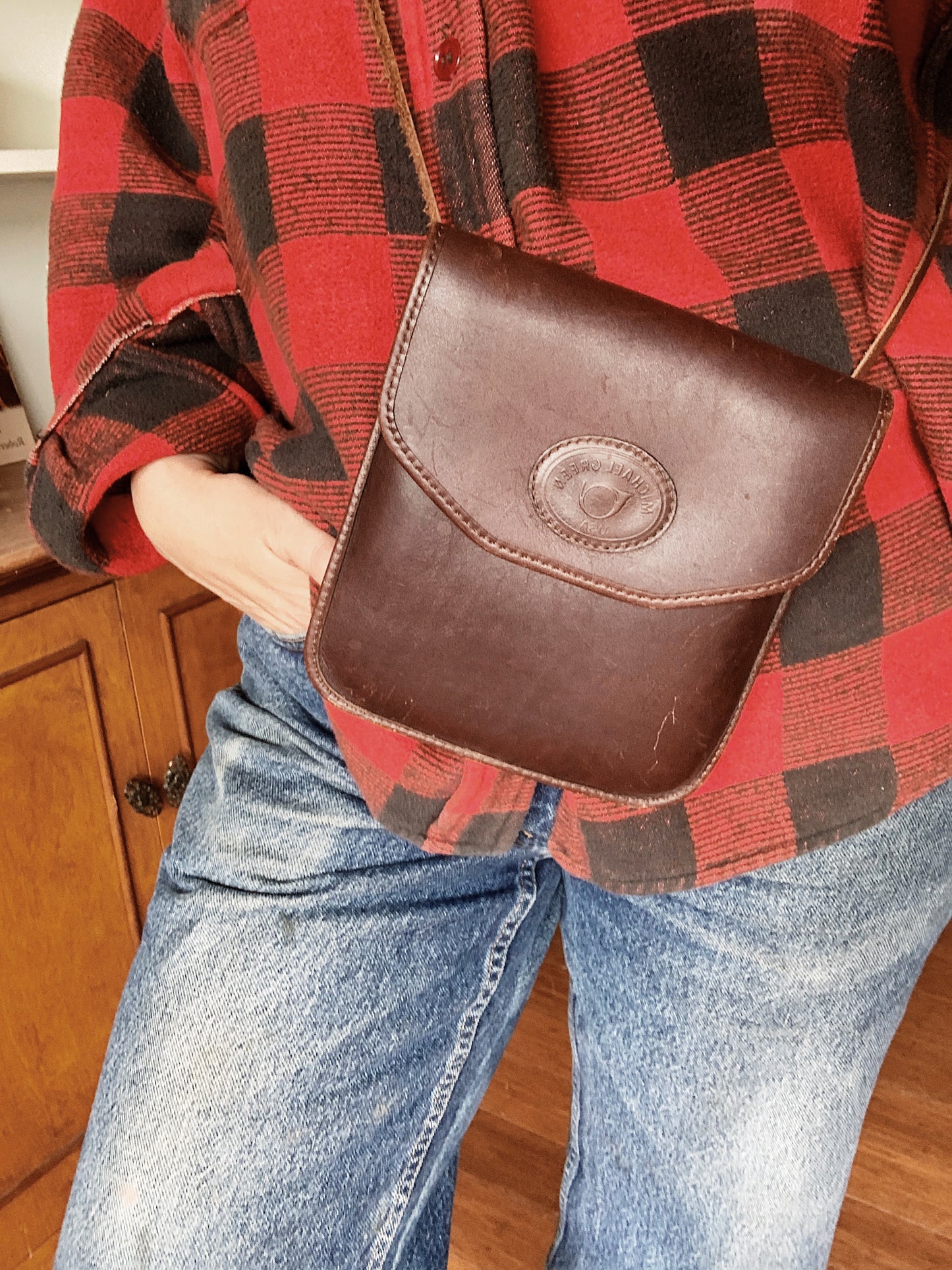 Michael Green Leather Pouch Purse