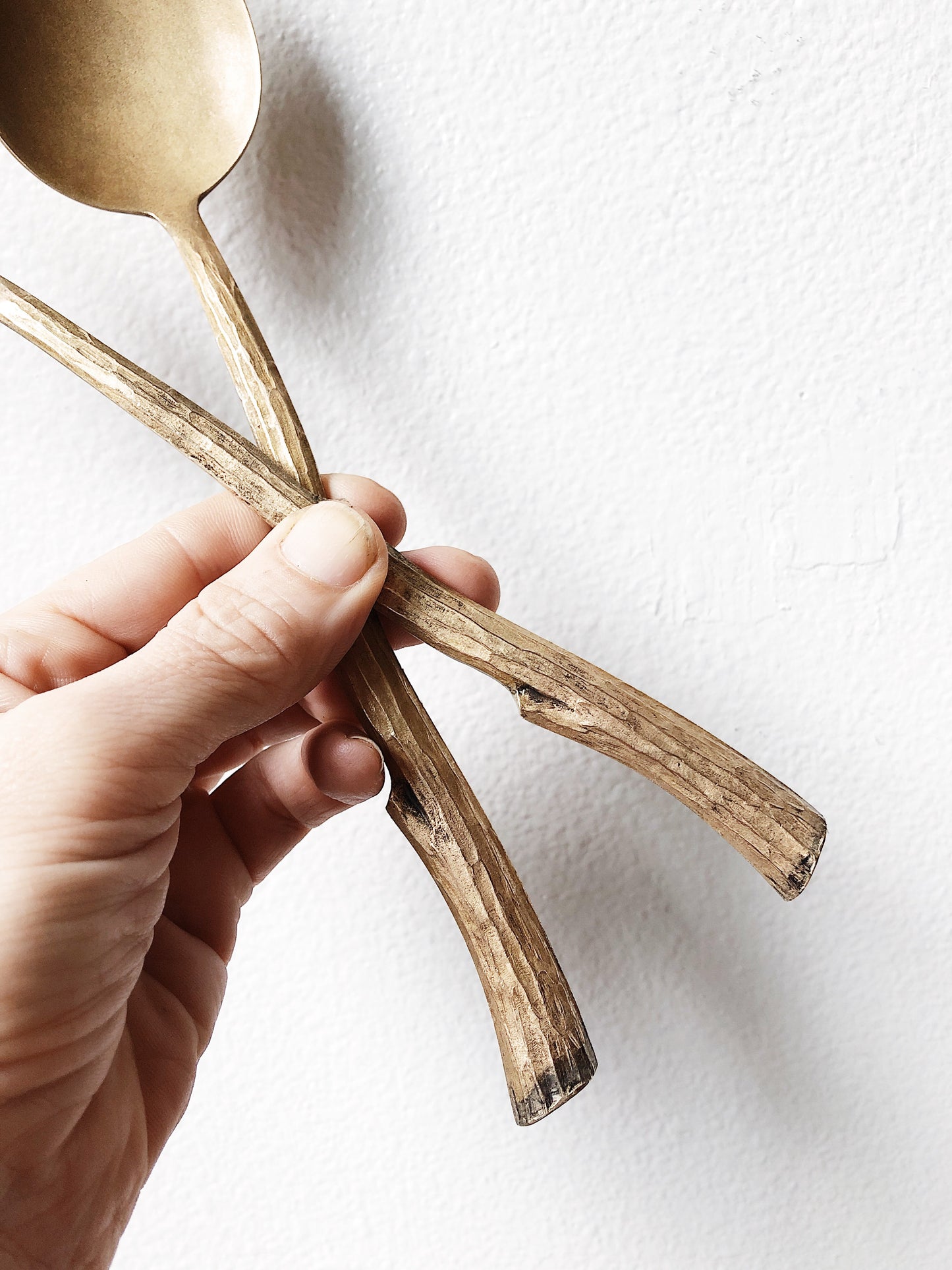 Vintage Mid Century Faux Bois Salad Servers