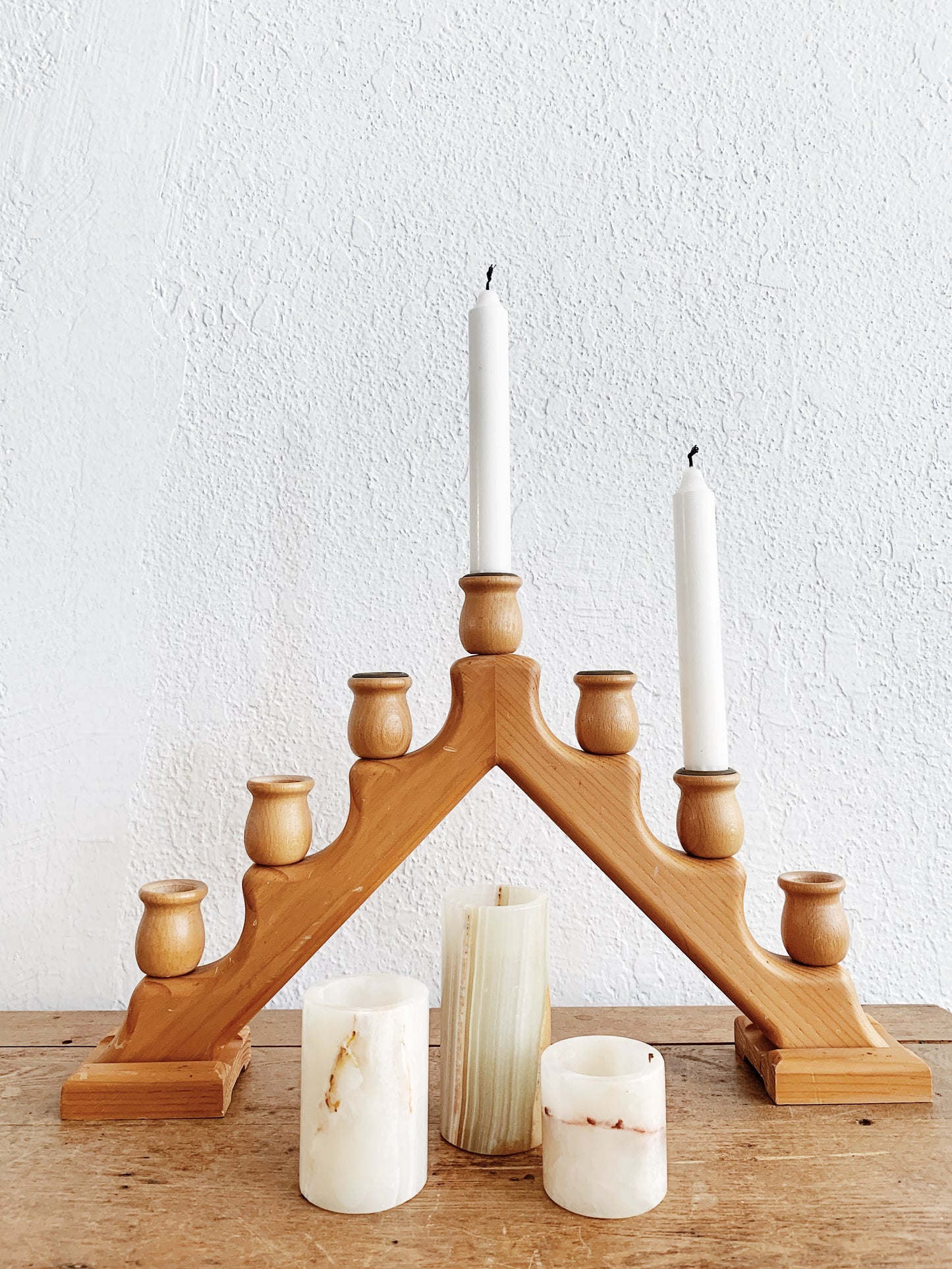 Trio of Marble Votive Holders