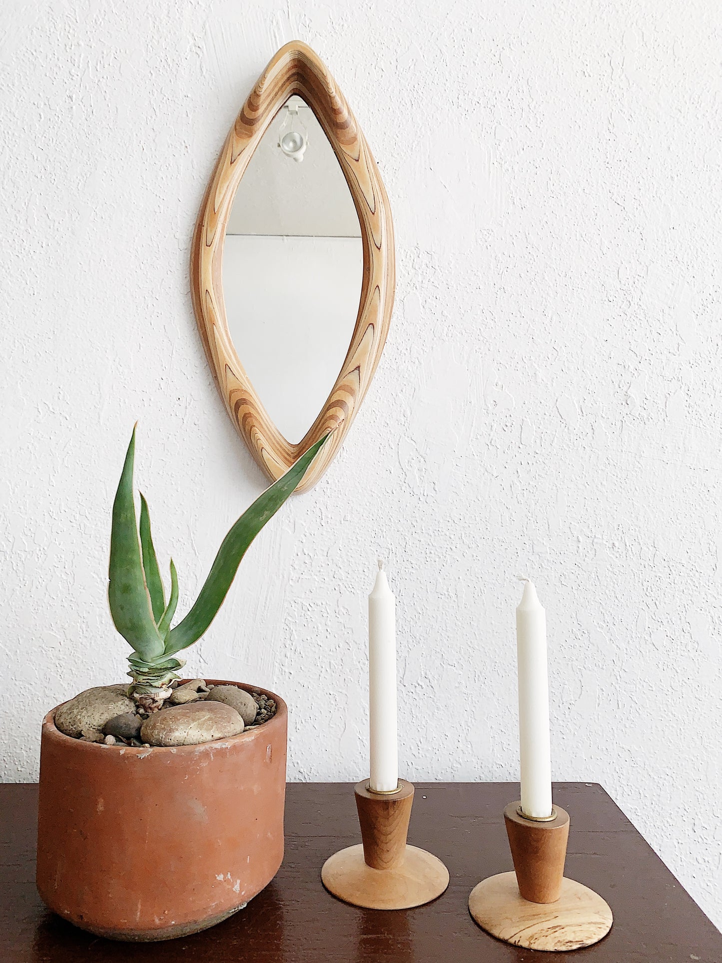 Mid Century Wood Candle Holders