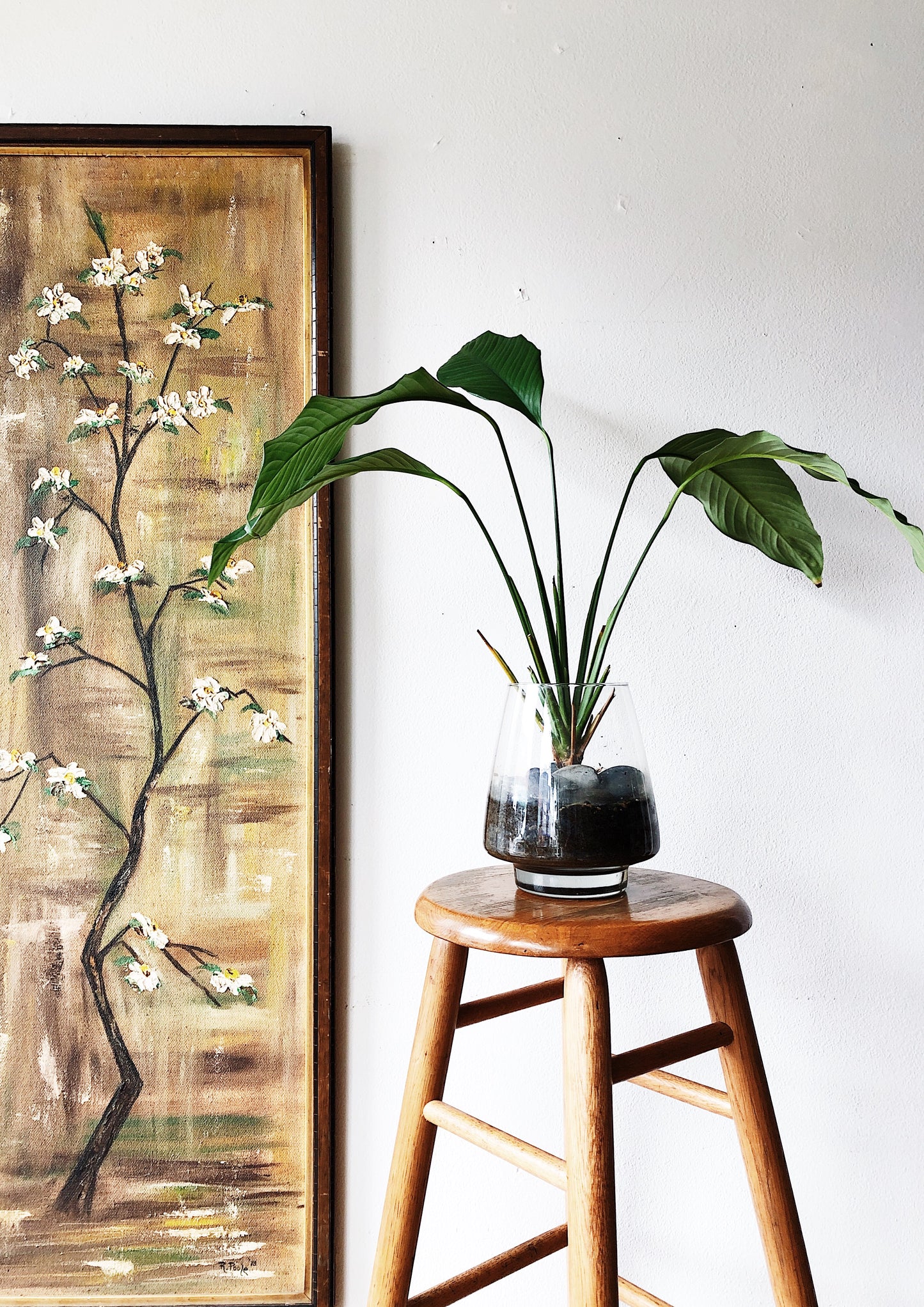 Extra Tall Vintage Wooden Stool