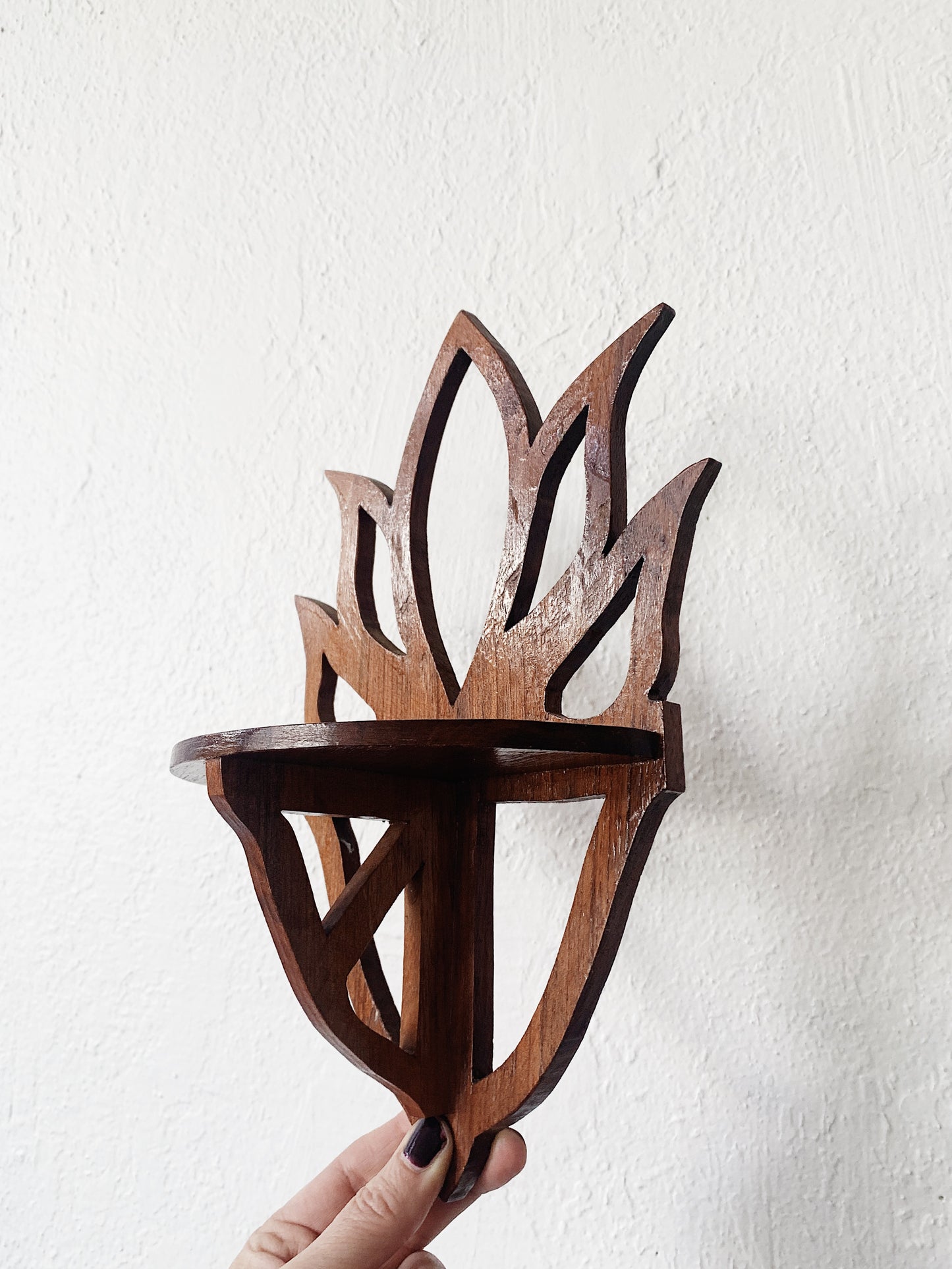 Vintage Cutout Wood Lotus Shelf