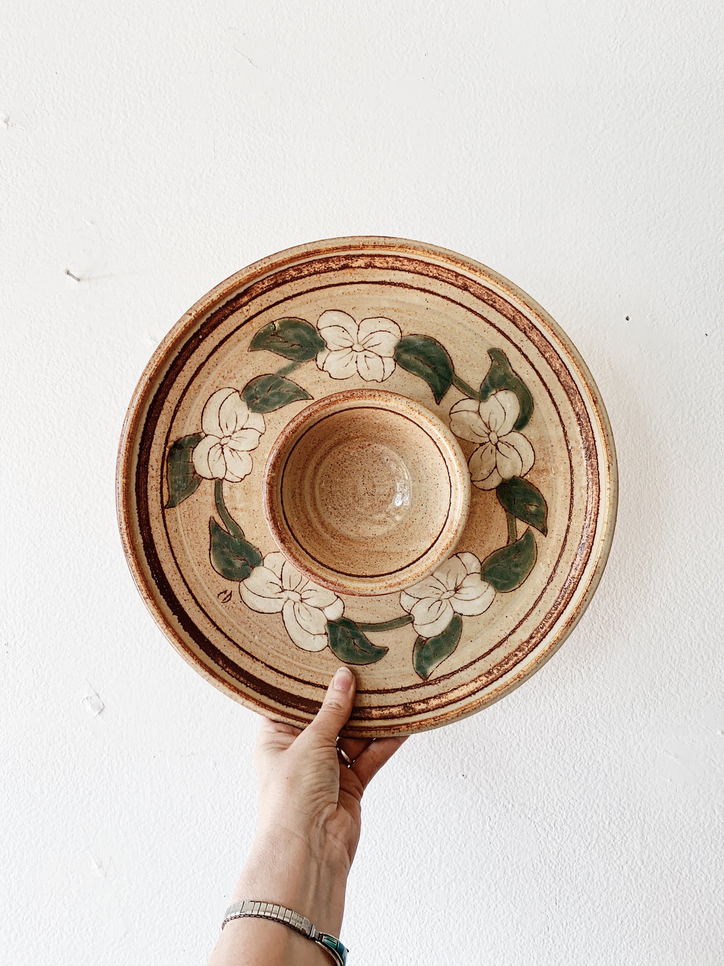 Vintage Ceramic Chip and Dip Dish