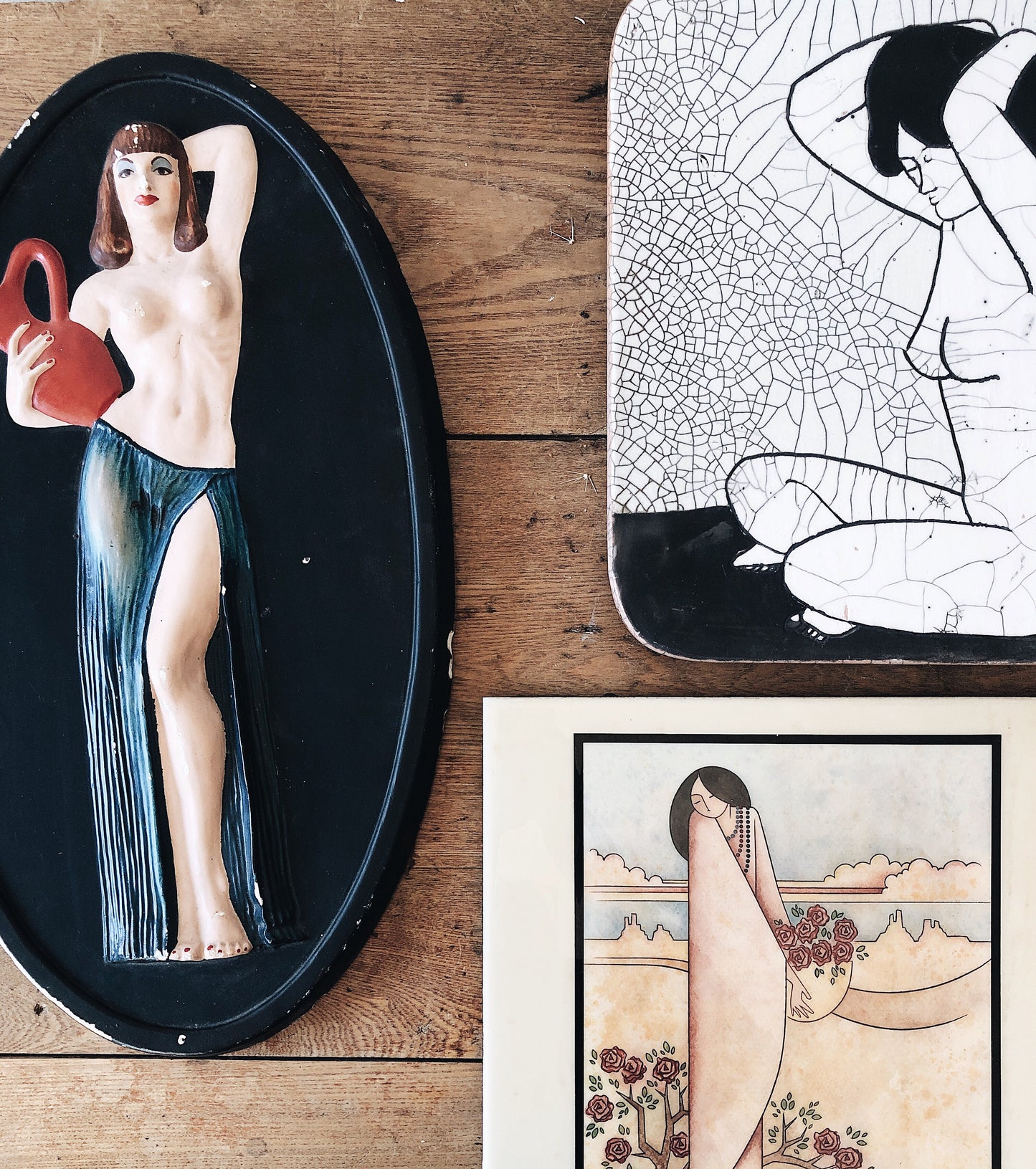 Vintage Ceramic Nude Plaque