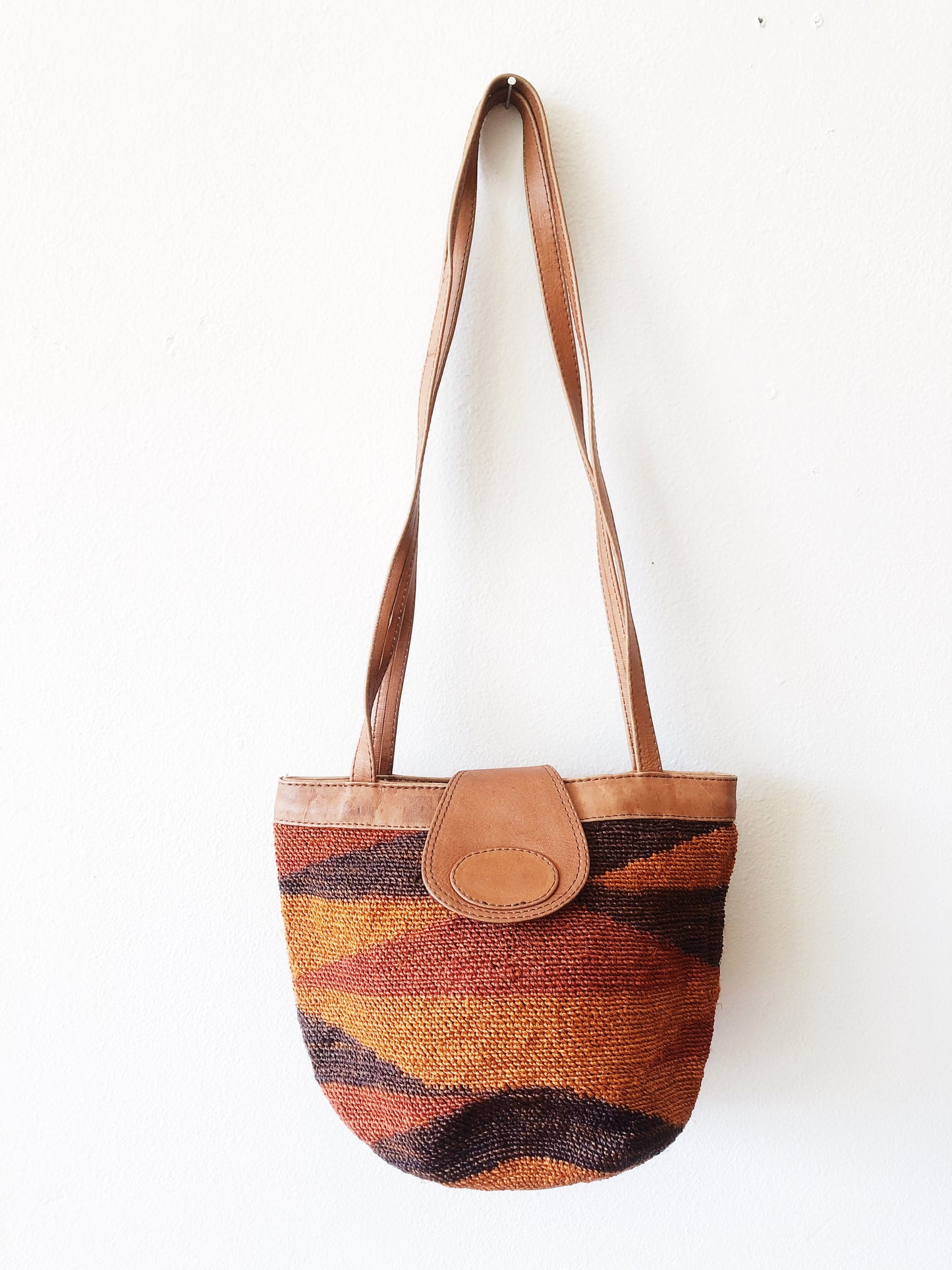 Vintage Straw and Leather Bag