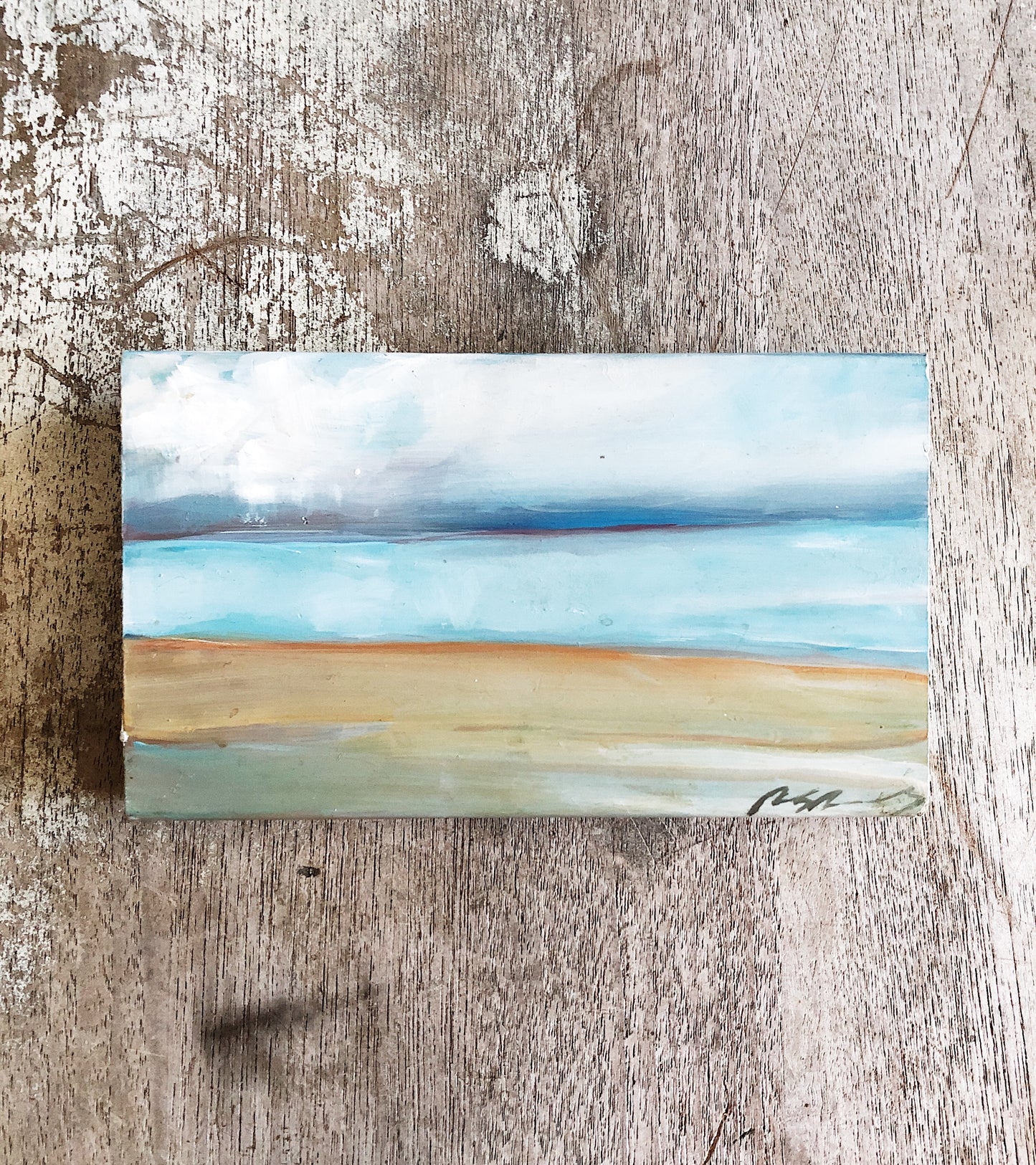 Petite Encaustic Seascape Painting