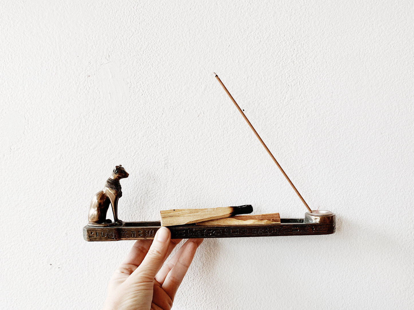 Double Incense Holder with Egyptian Cat