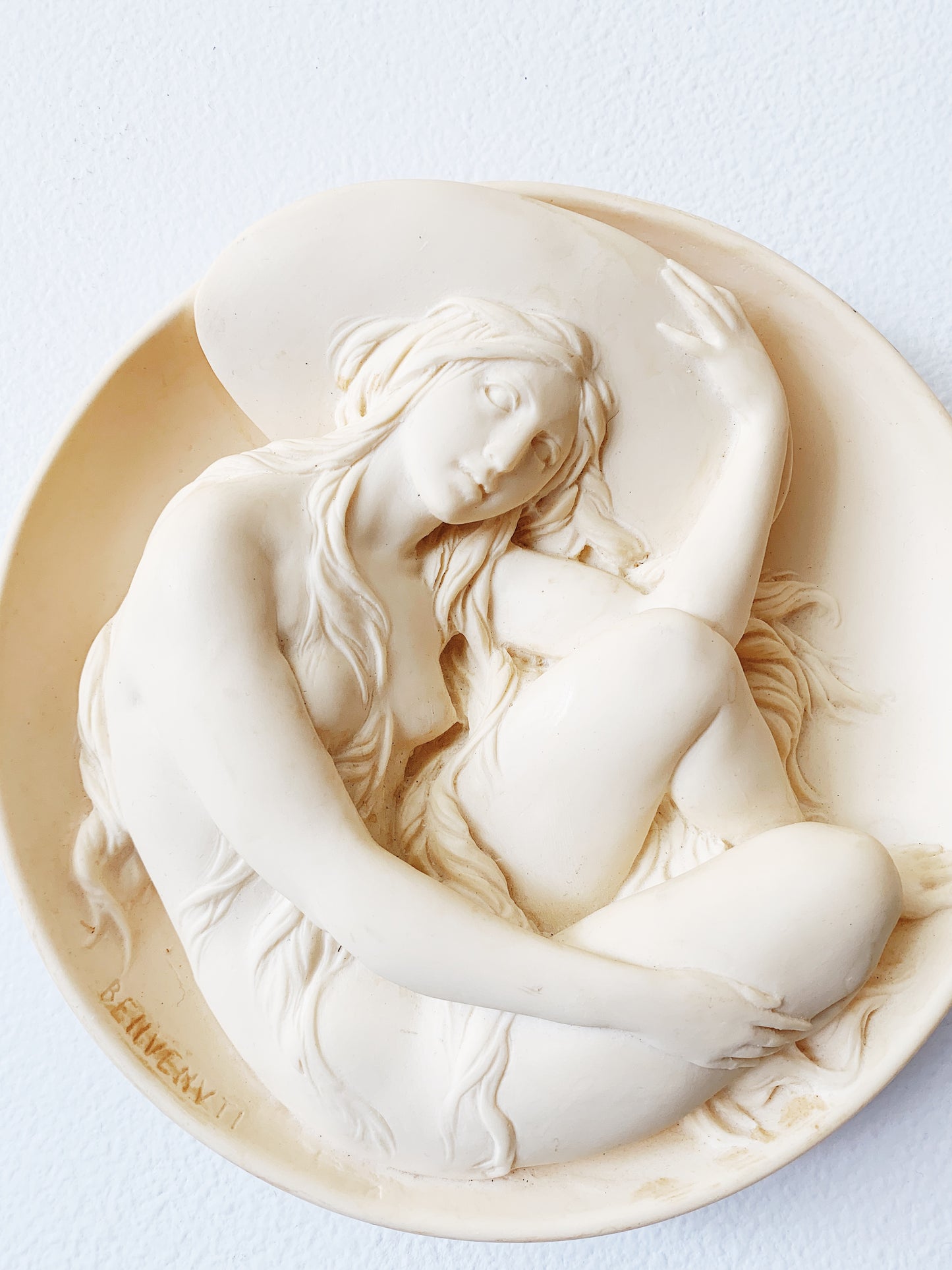 Sculpted Alabaster 3D Plate, ‘Erato’