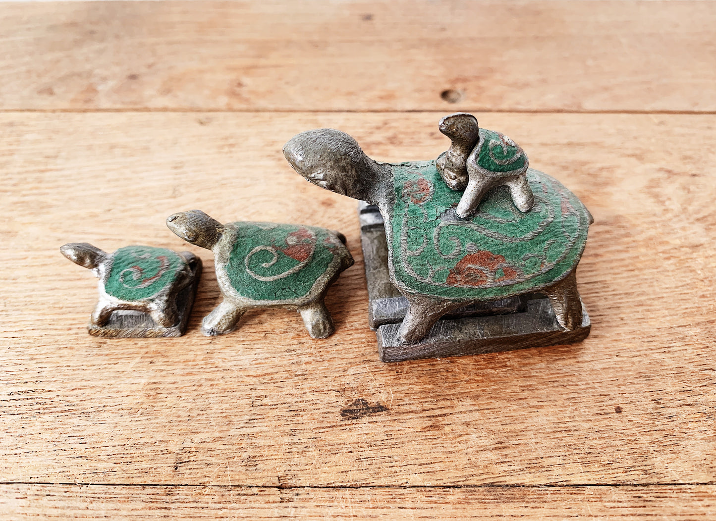 Vintage Pewter Nesting Turtles