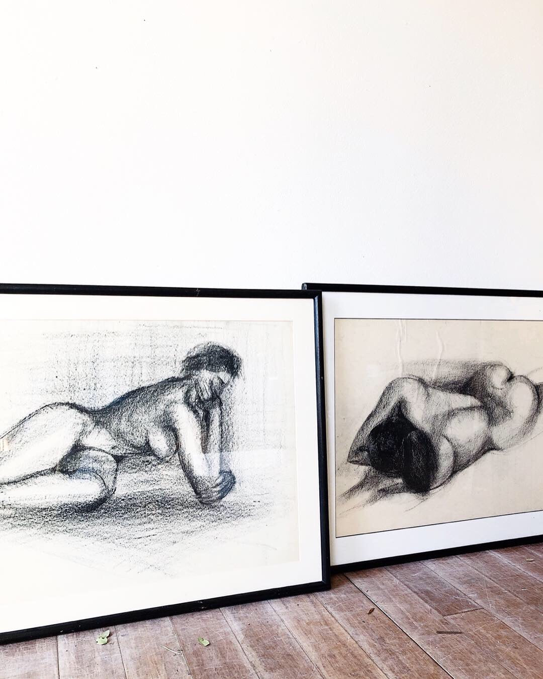 Vintage Original Charcoal Nude Portraits