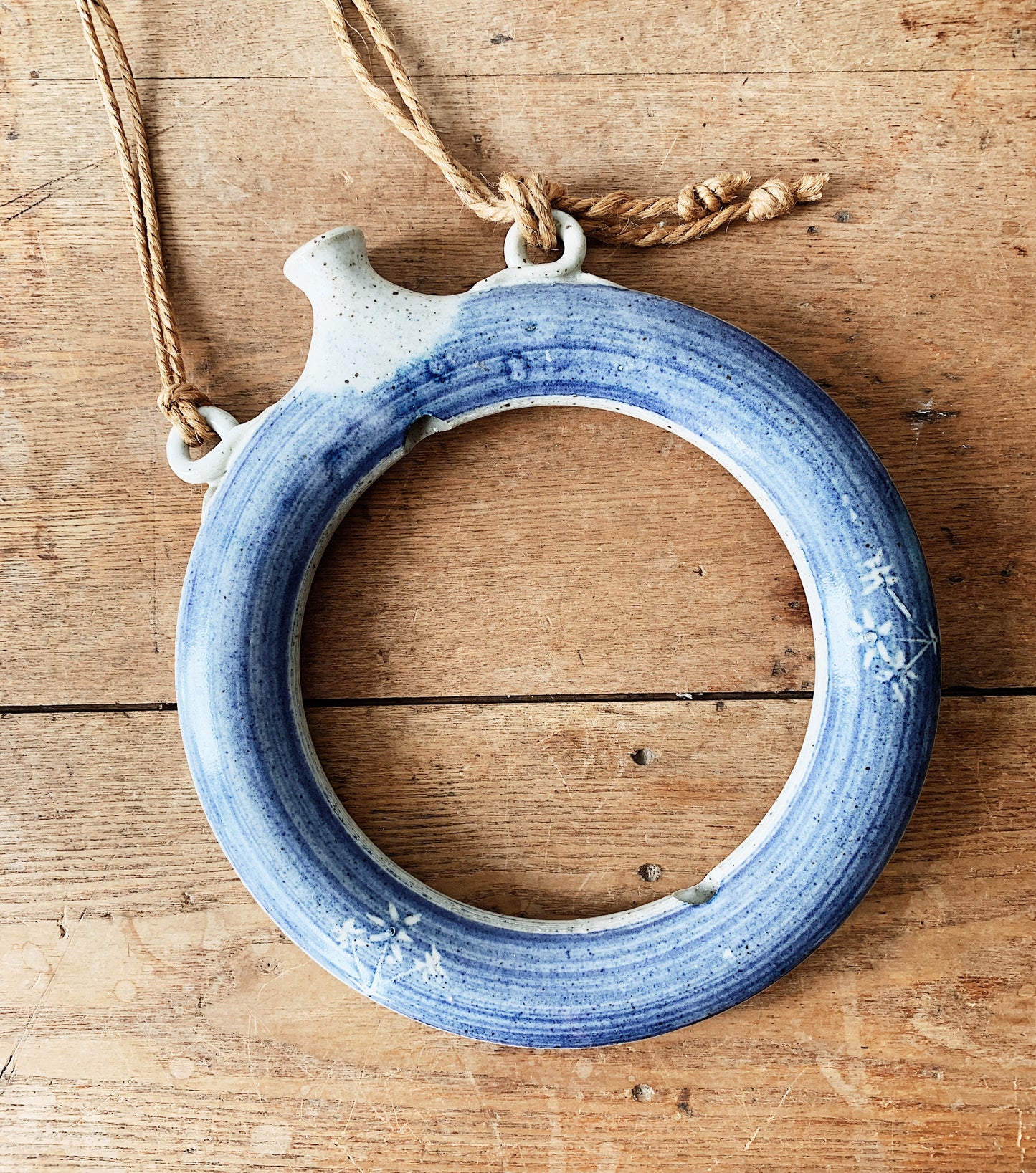 Handmade Circular Stoneware Hanging Vase