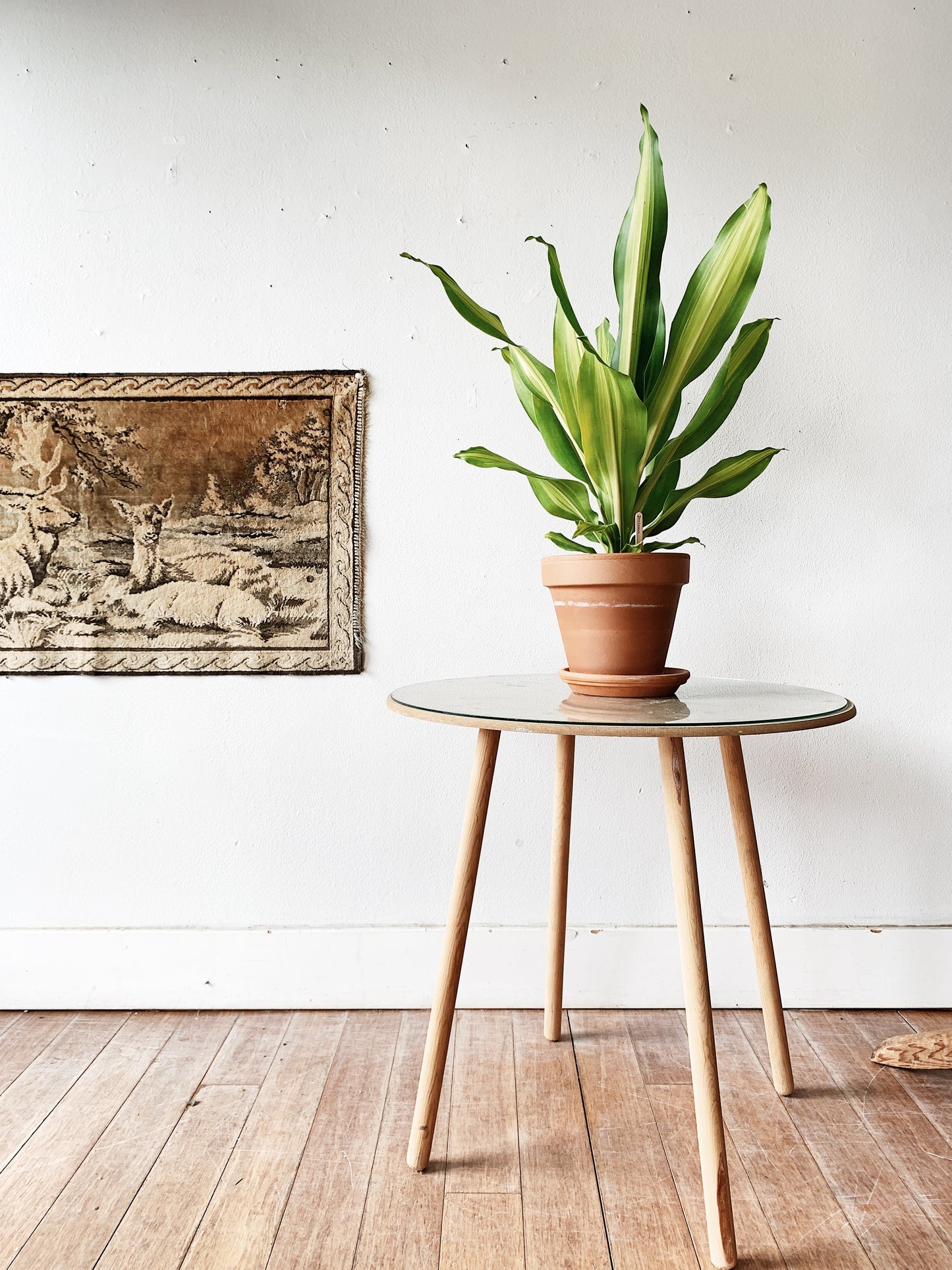 Wood Craft Table with Glass