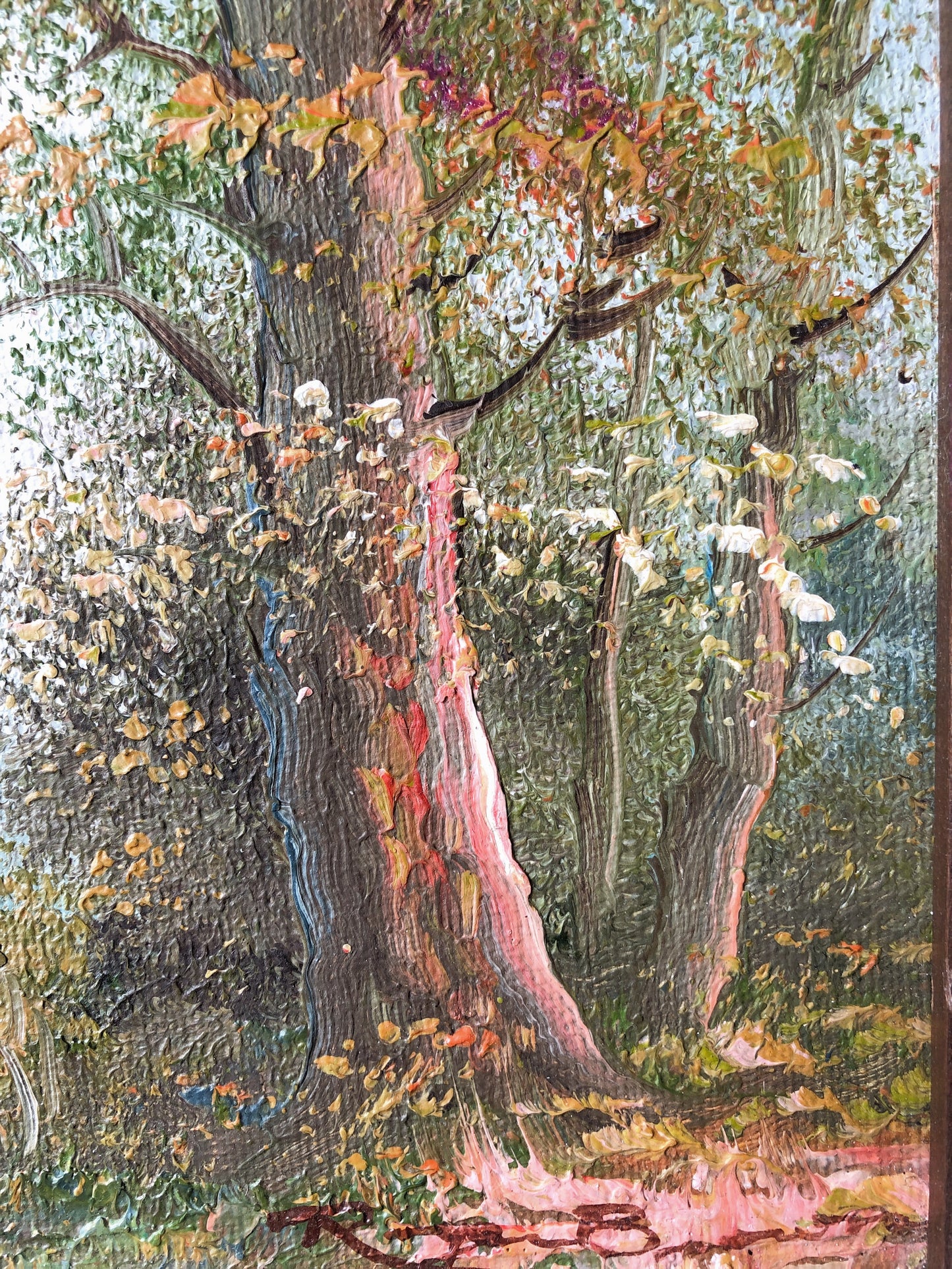 Vintage Pink Mountain Oil Painting