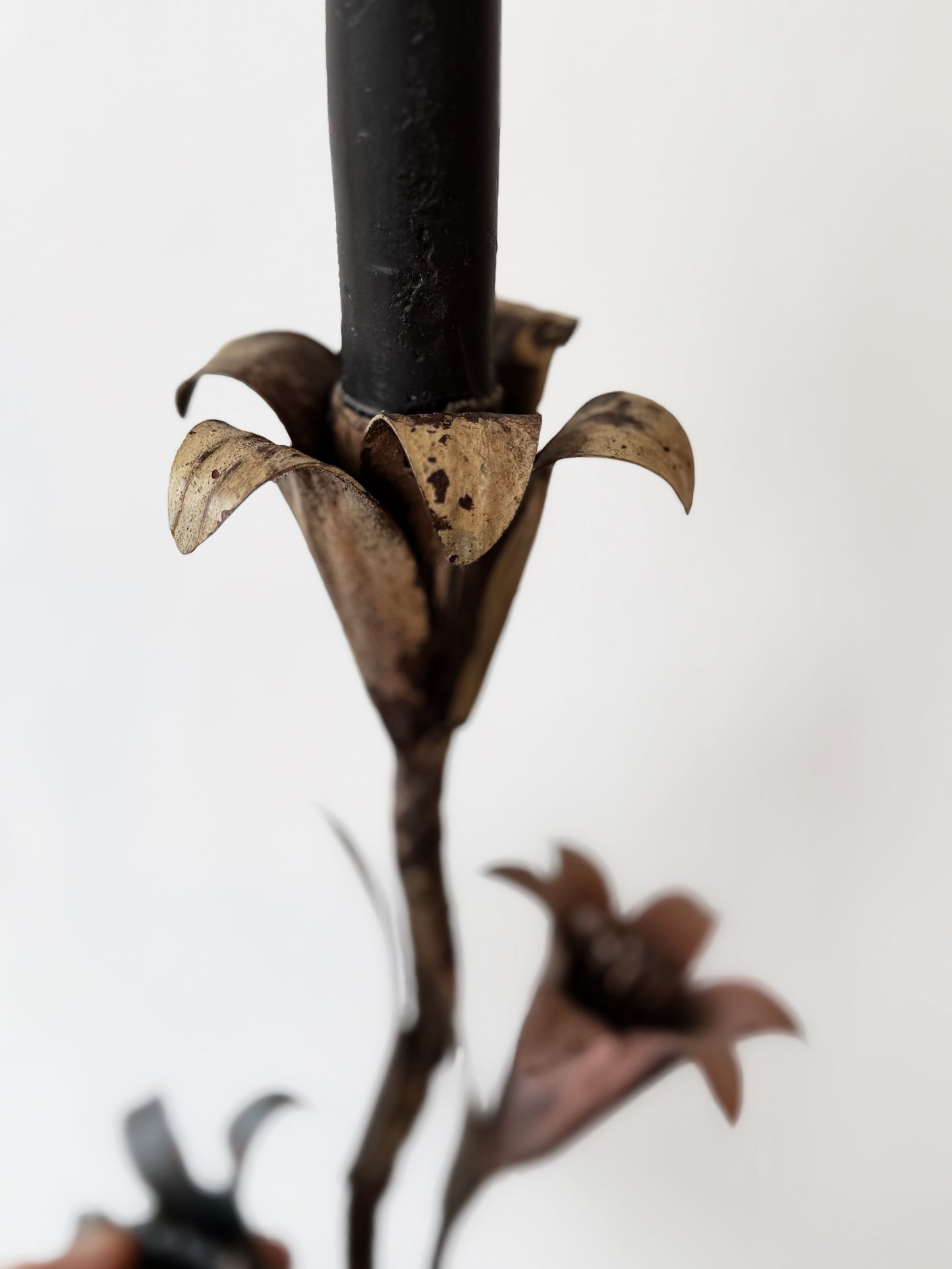 Antique Italian Tole Painted Candlestick