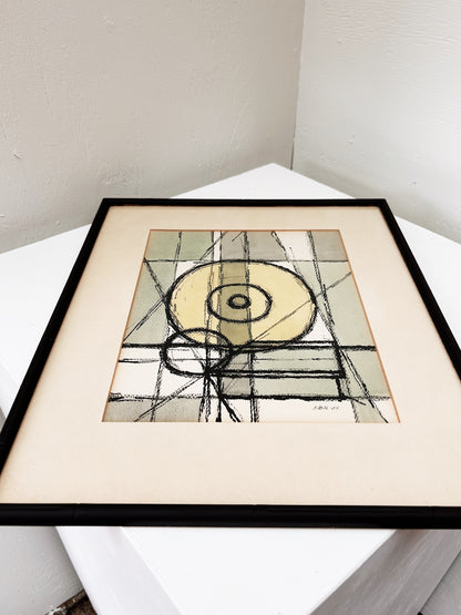 Vintage Original Hand Colored Abstract Still Life