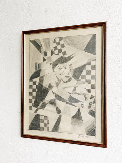 Original Vintage Framed Drawing