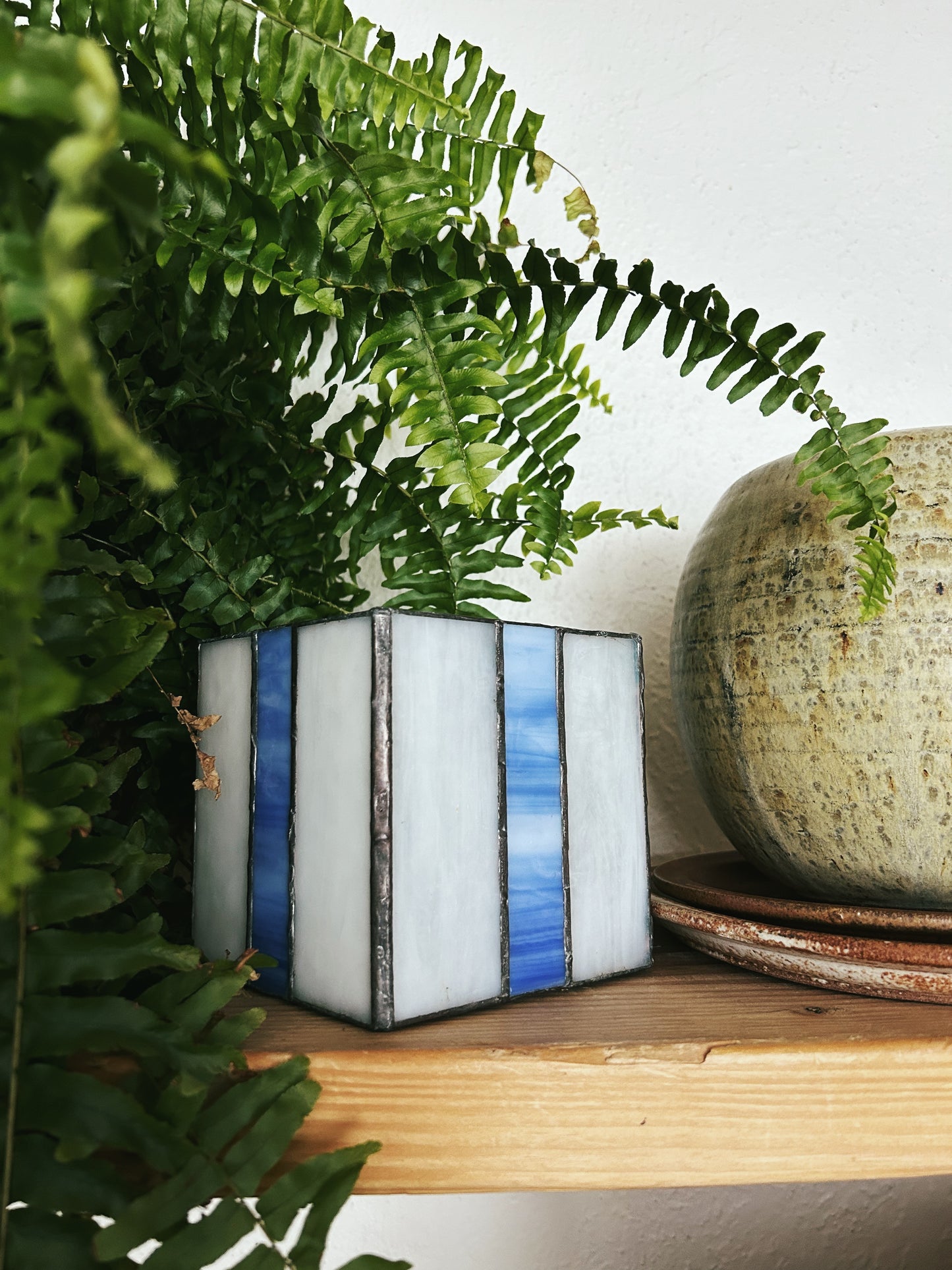 Handmade Stained Glass Large Candle Holder