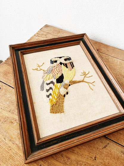 Vintage Tufted Needlework Owl