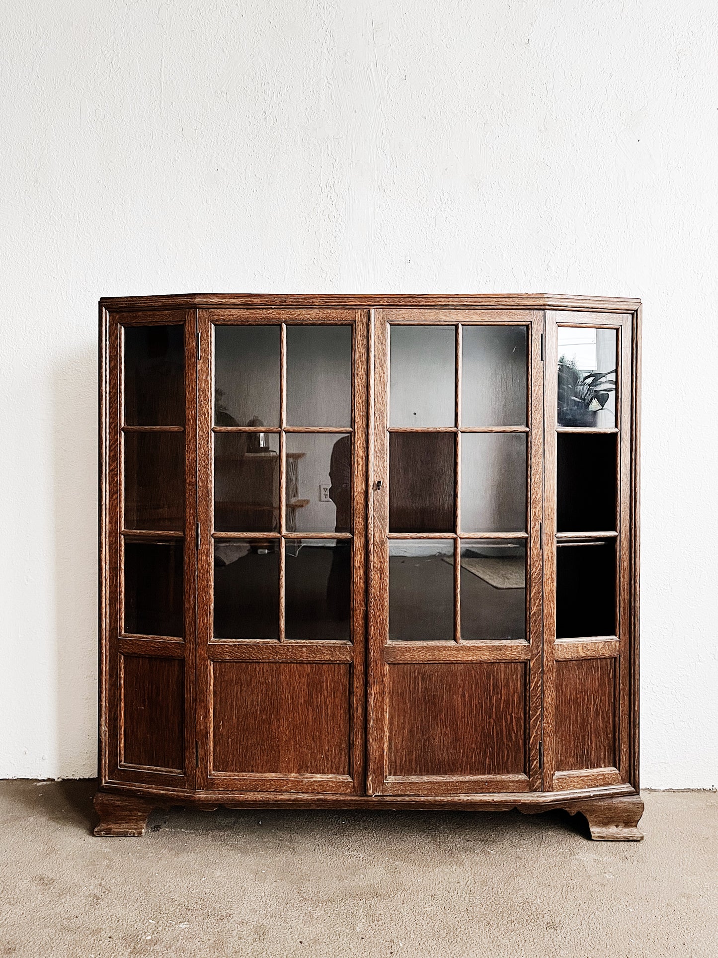Vintage Walnut Bow Front Cabinet