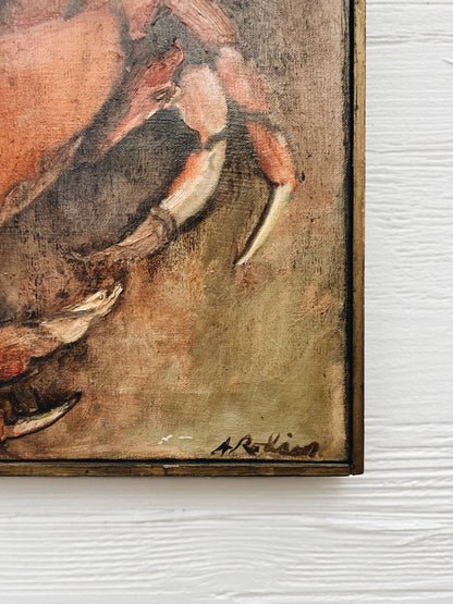 Vintage Crab Oil Painting