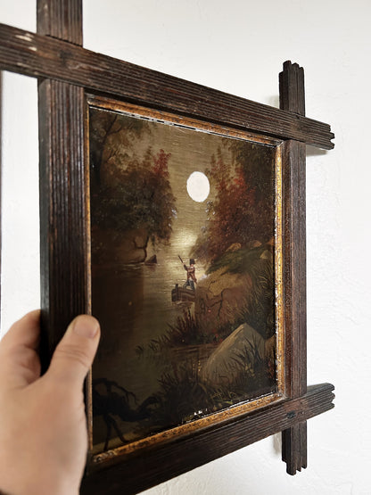 Antique Oil Landscape in Eastlake Frame