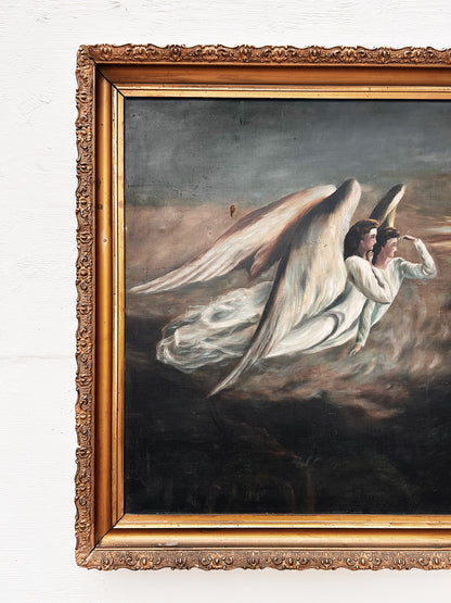 Antique Guardian Angel Painting