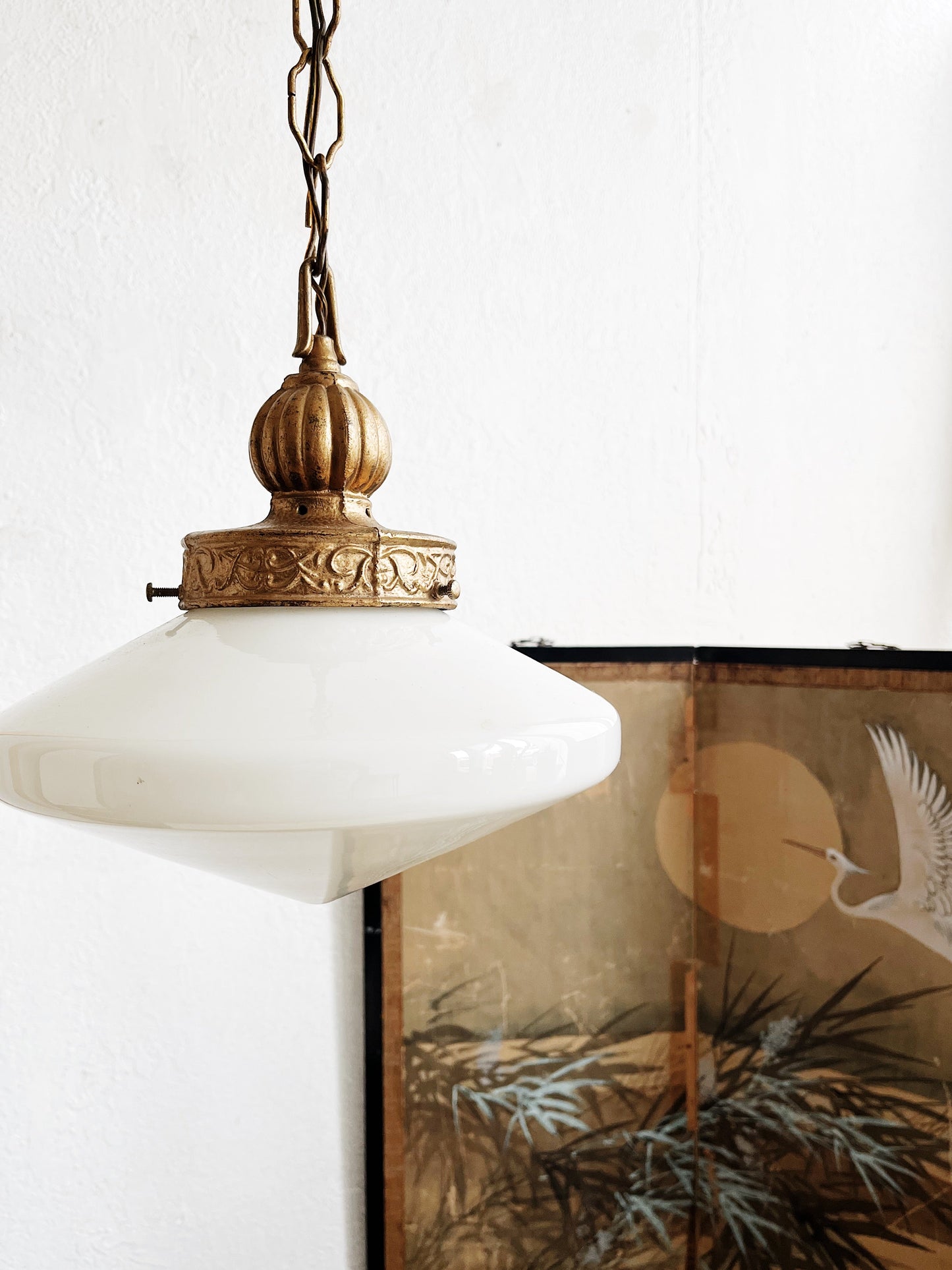 Antique Milk Glass Pendant Lamp