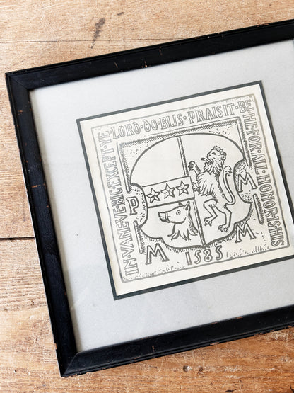 Antique Framed Wood Block Print