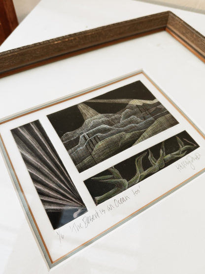 Vintage Triptych Desert Etching