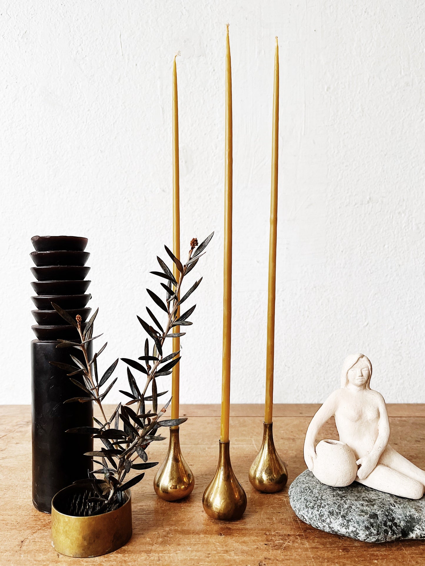 Danish Modern Teardrop Candle Holders and Candles