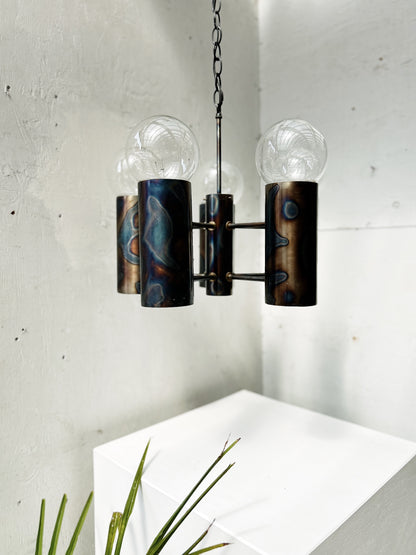 Spun Bronze Brutalist Chandelier