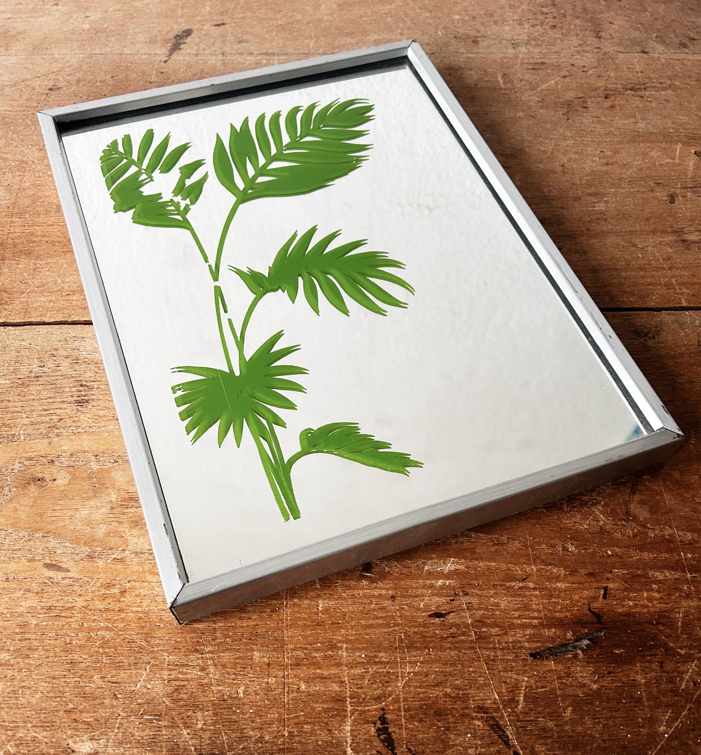 Vintage Framed Mirror with Palm