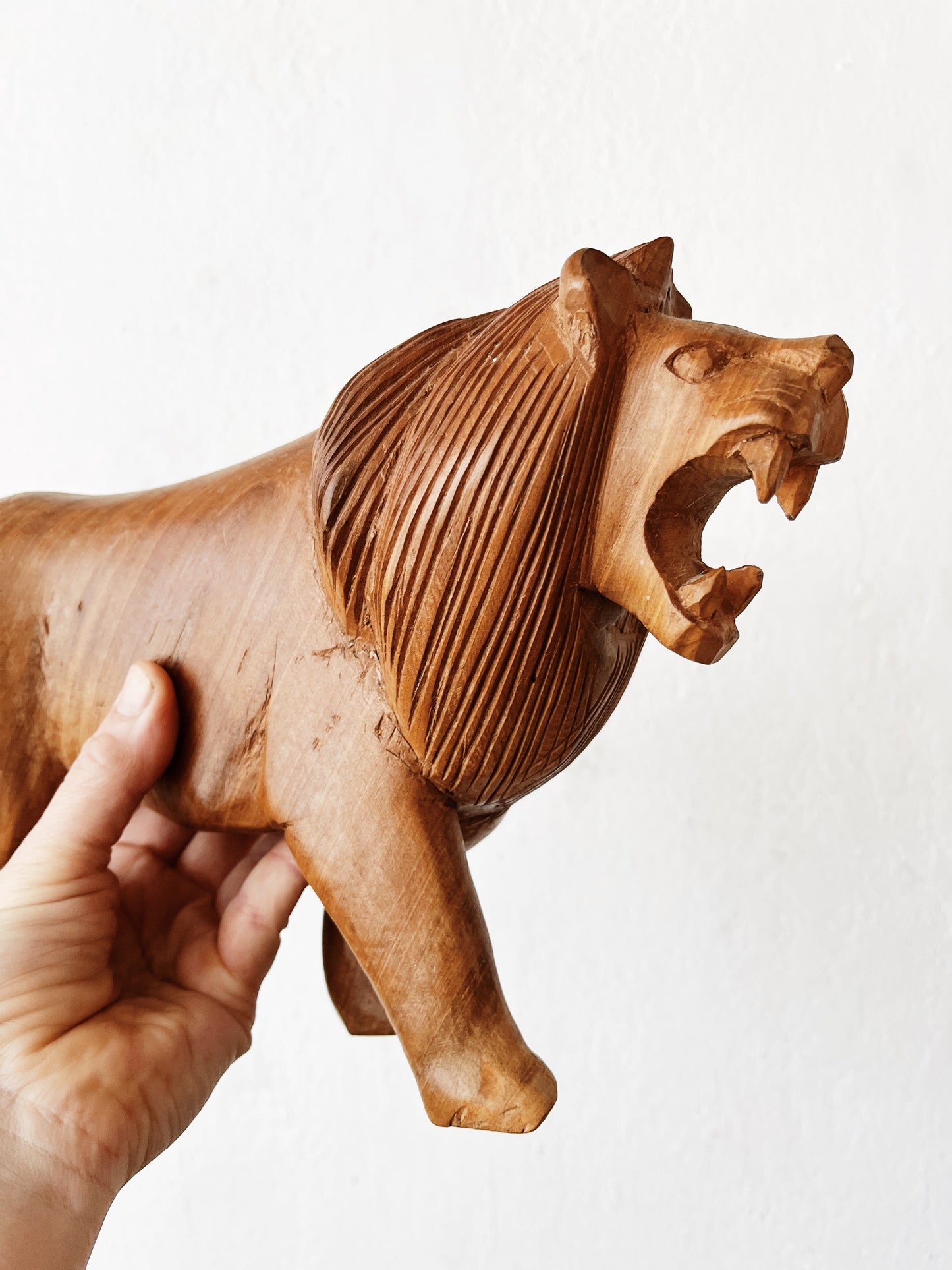 Vintage Carved Wood Lion