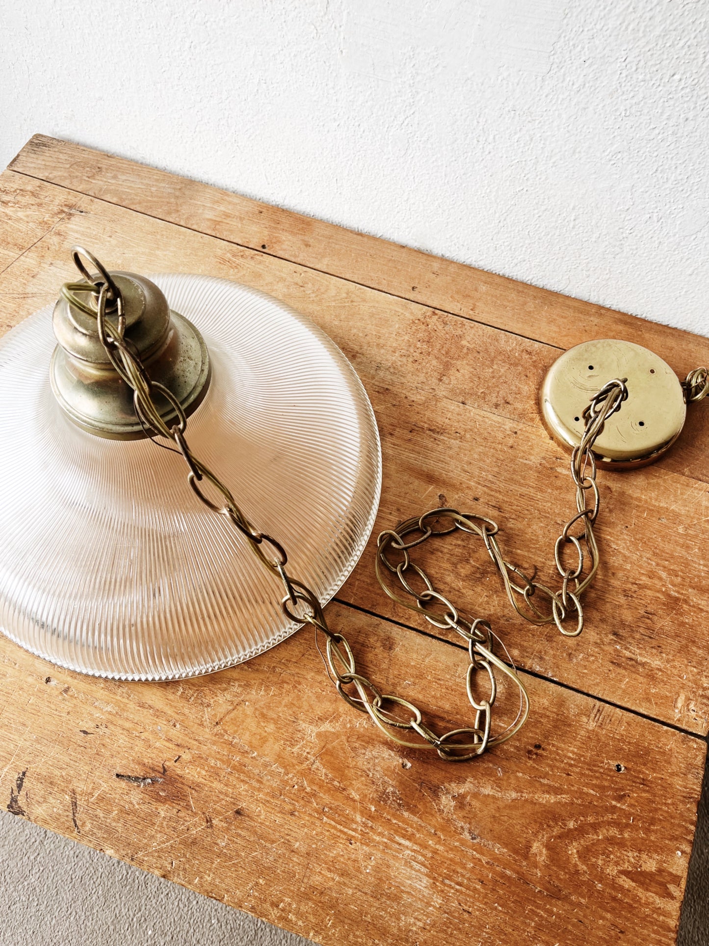 Vintage Reed Glass Pendant Lamp