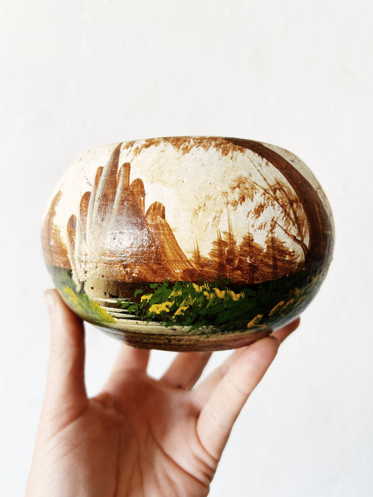 Vintage Hand Painted Clay Pot