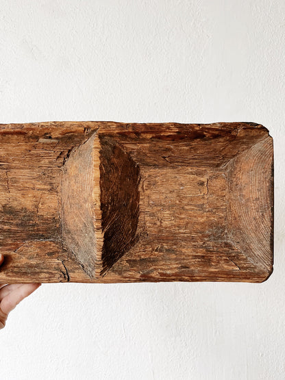 Hand Hewn Wood Divided Tray