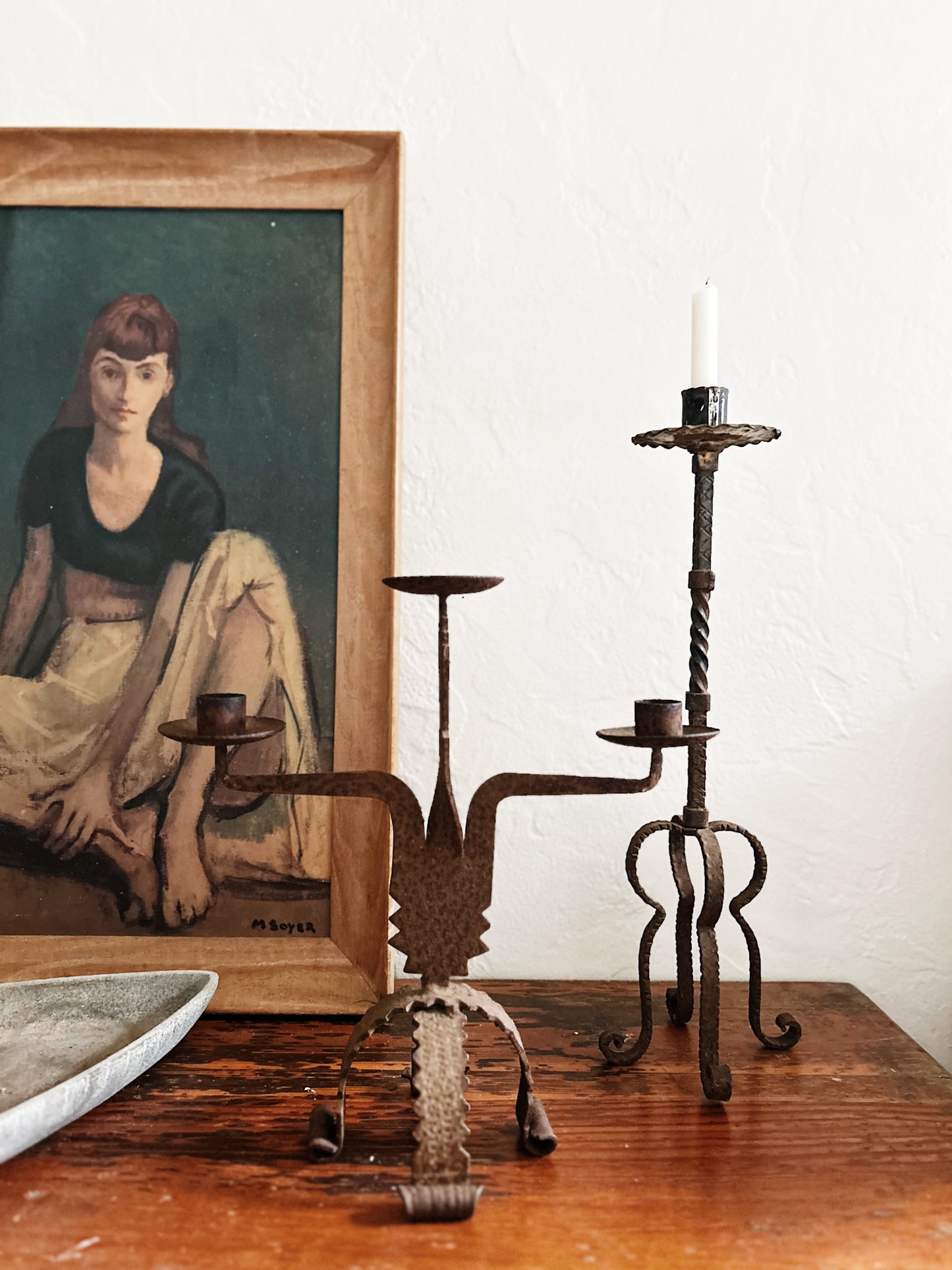 Brutalist Iron Candelabra