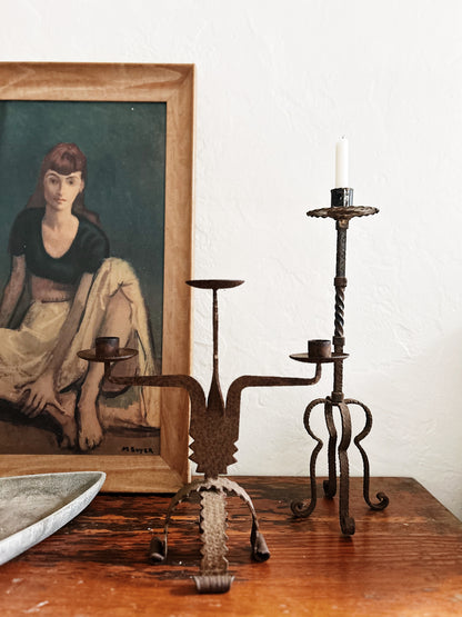 Brutalist Iron Candelabra